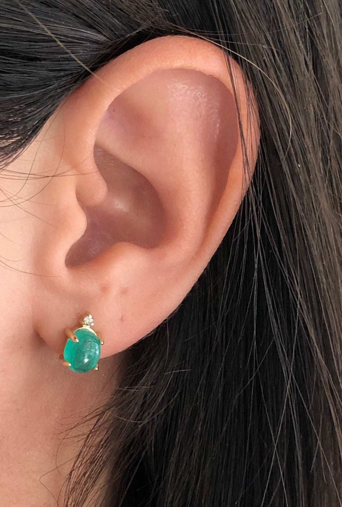 Emerald & Diamond Stud