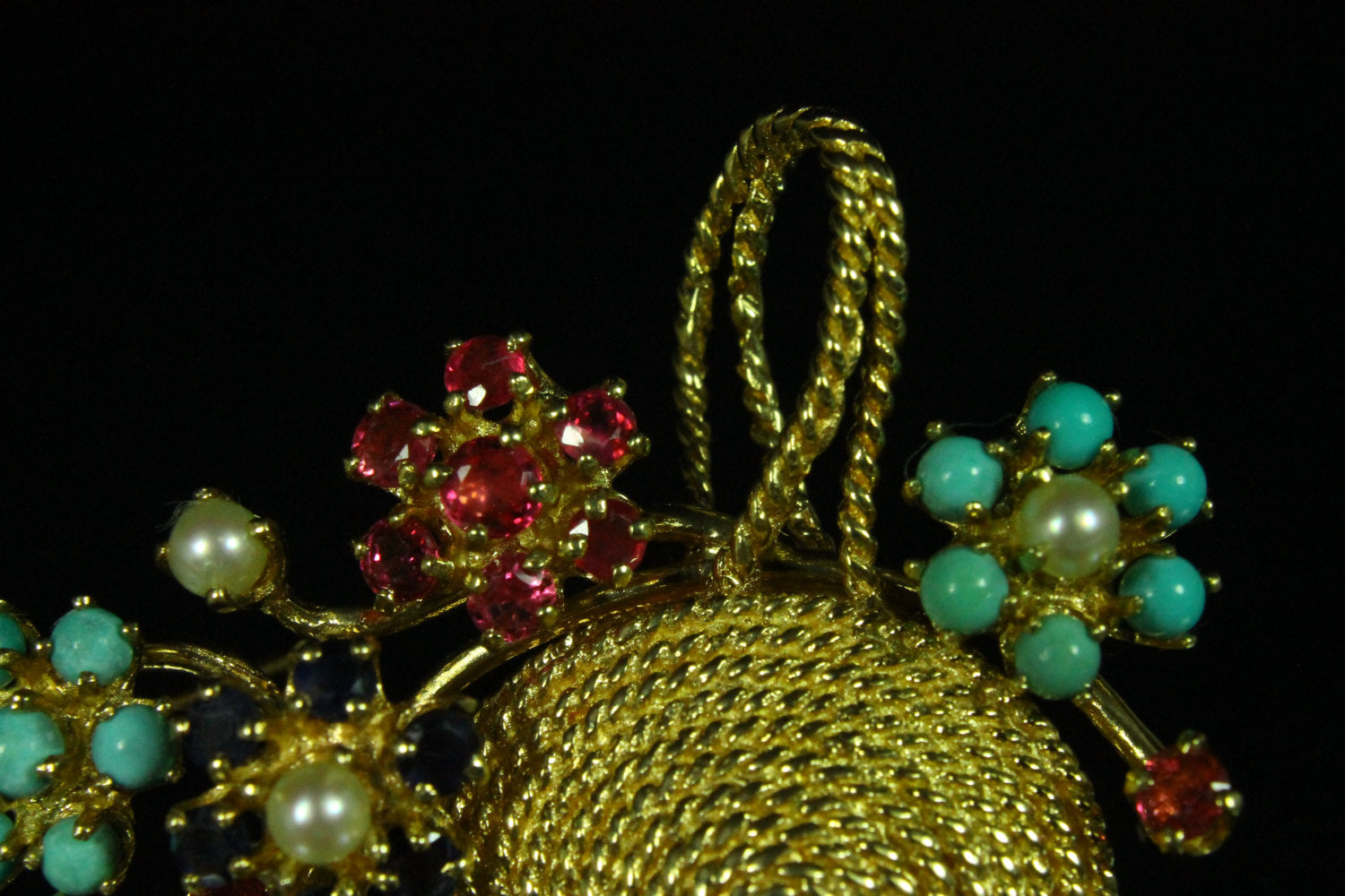 1.15tcw Multi Gemstone & Gold Basket Brooch 14k iamge