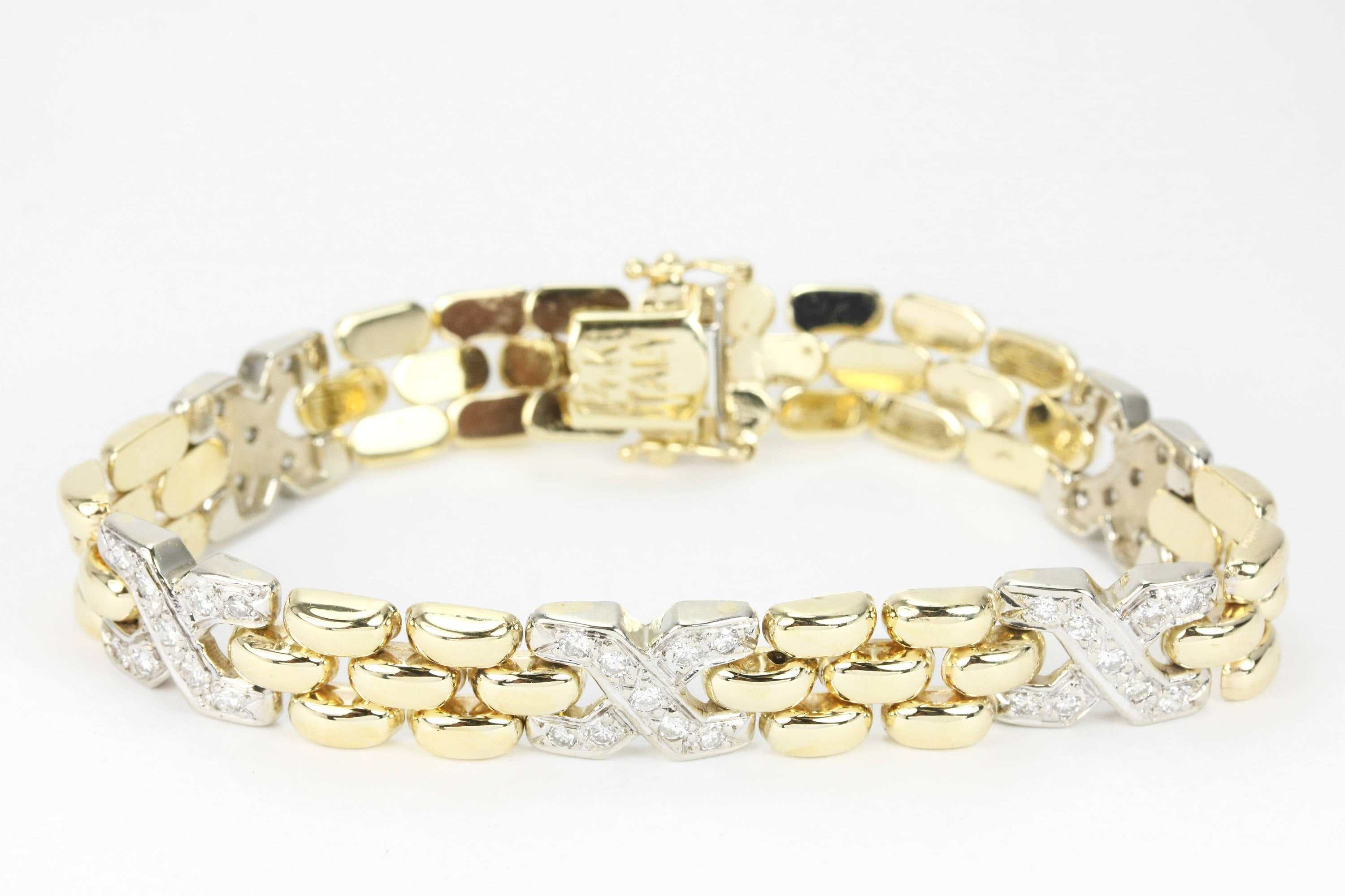 1.15tcw Gold & Diamond "X"s Link Tennis Bracelet Yellow Gold 14K