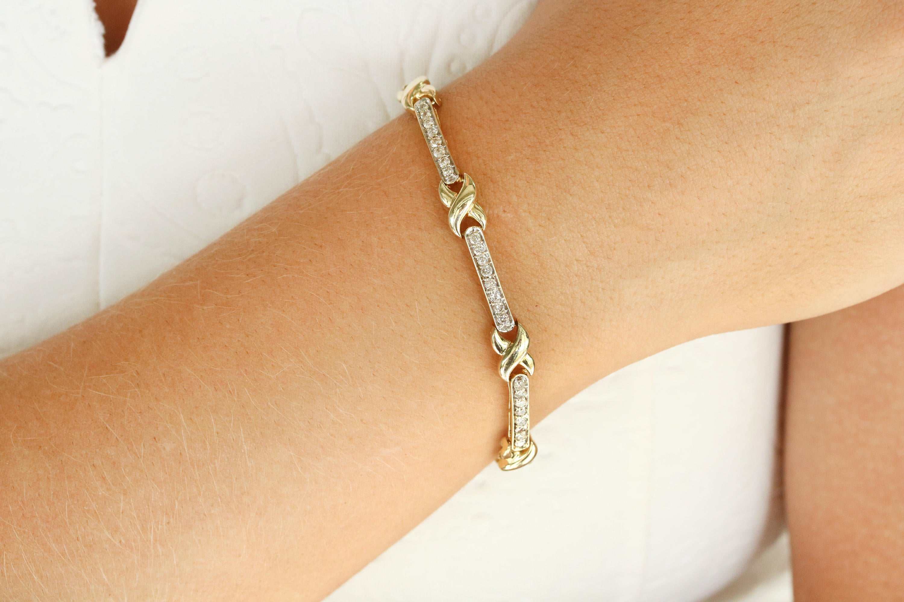 1.90tcw X Diamond Tennis Bracelet 14K Yellow Gold