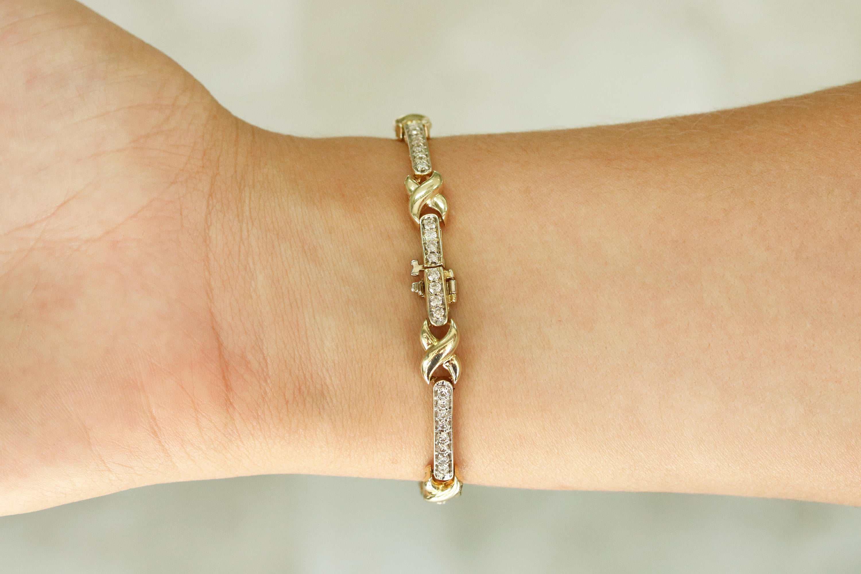 1.90tcw X Diamond Tennis Bracelet 14K Yellow Gold