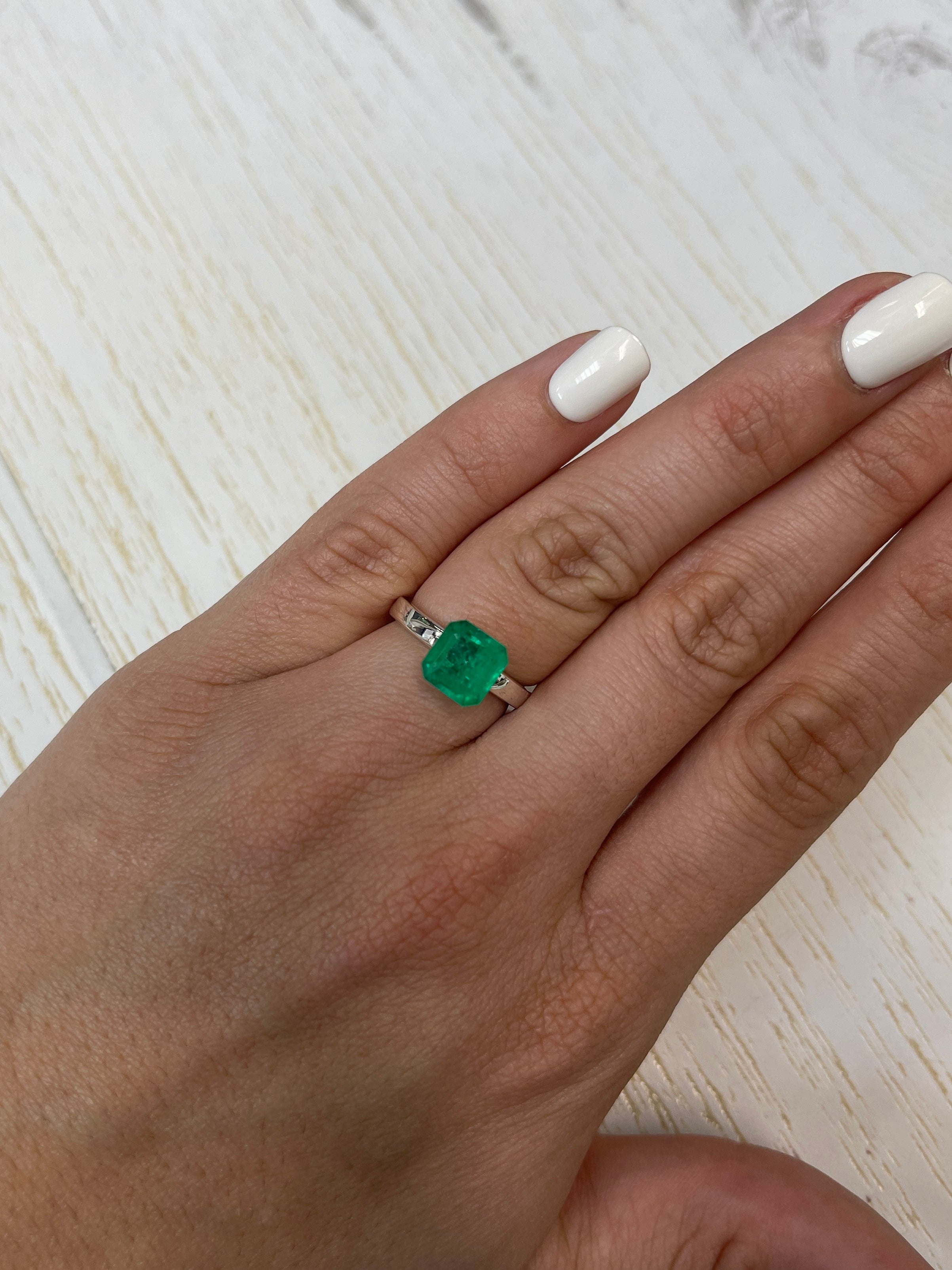 Natural loose Colombian emerald, 1.97 carats, Asscher cut, bright Muzo green, from JR Colombian Emeralds.