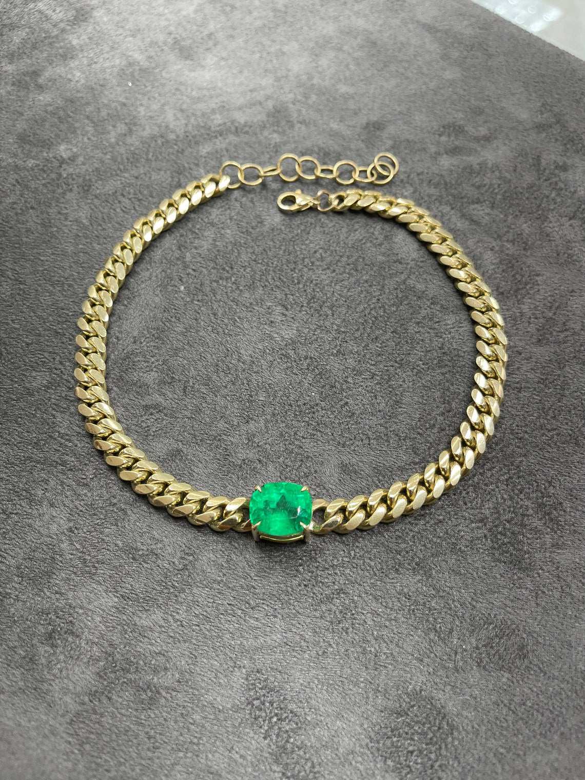 JR Colombian Emeralds 10.85ct GIA Certified AAA+ emerald cushion cut solid gold choker Cuban necklace 18K.