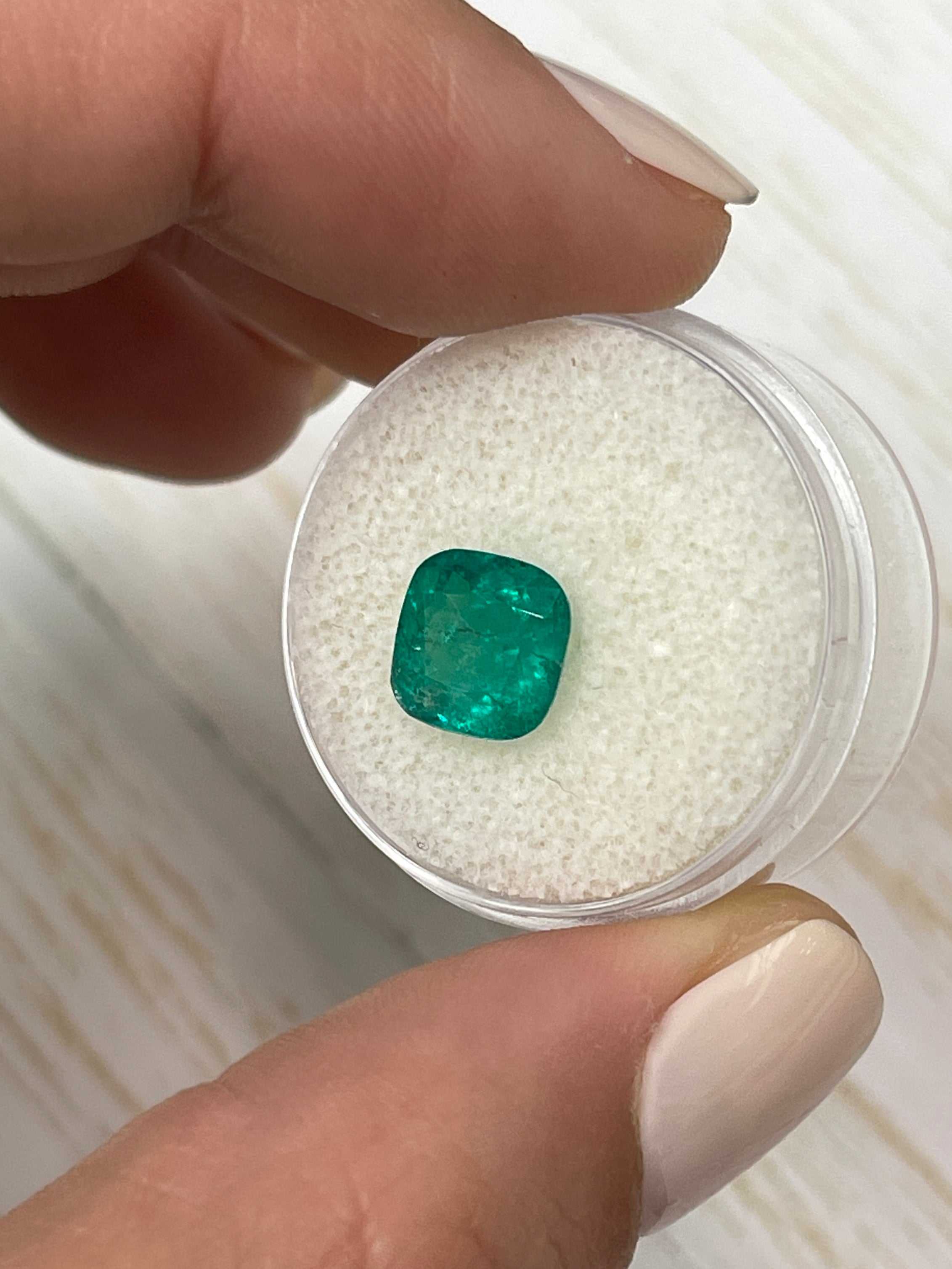 High-Quality 2.27 Carat Colombian Emerald - Natural, Unset Cushion Cut