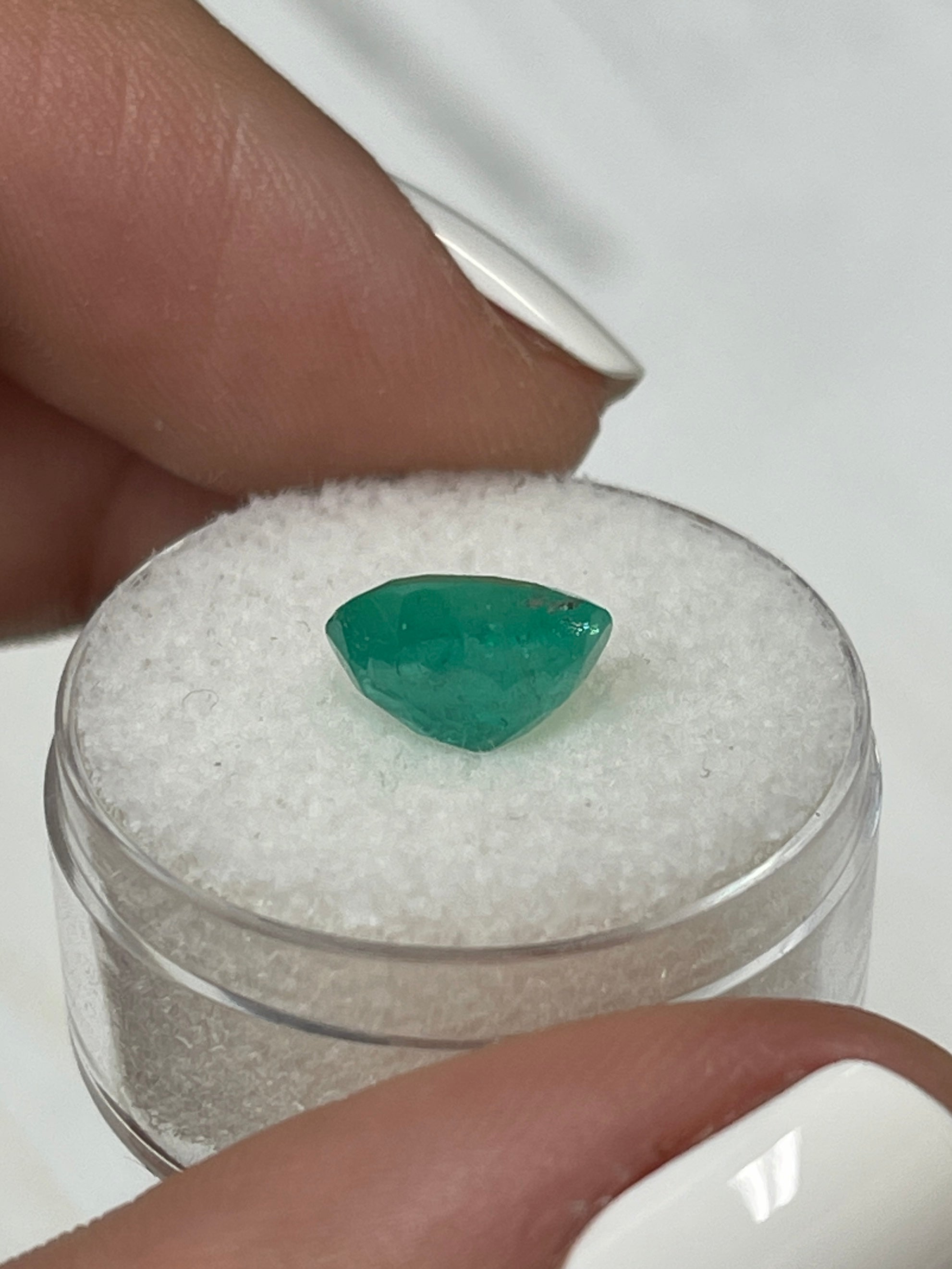 Medium green 2.48 carat oval cut Colombian emerald, natural loose gemstone from JR Colombian Emeralds.