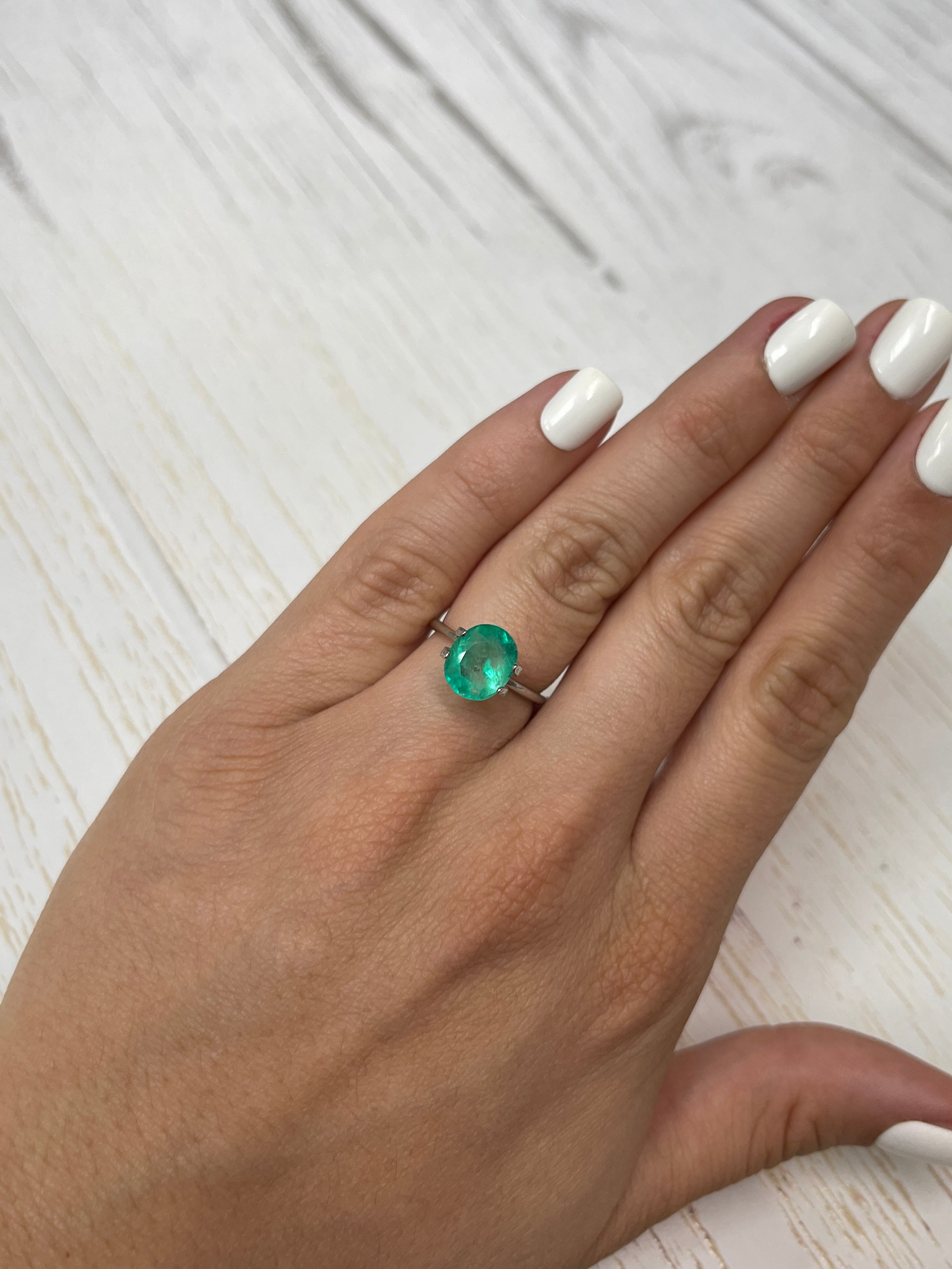2.53 carat natural Colombian emerald loose oval cut gemstone in rich green from JR Colombian Emeralds