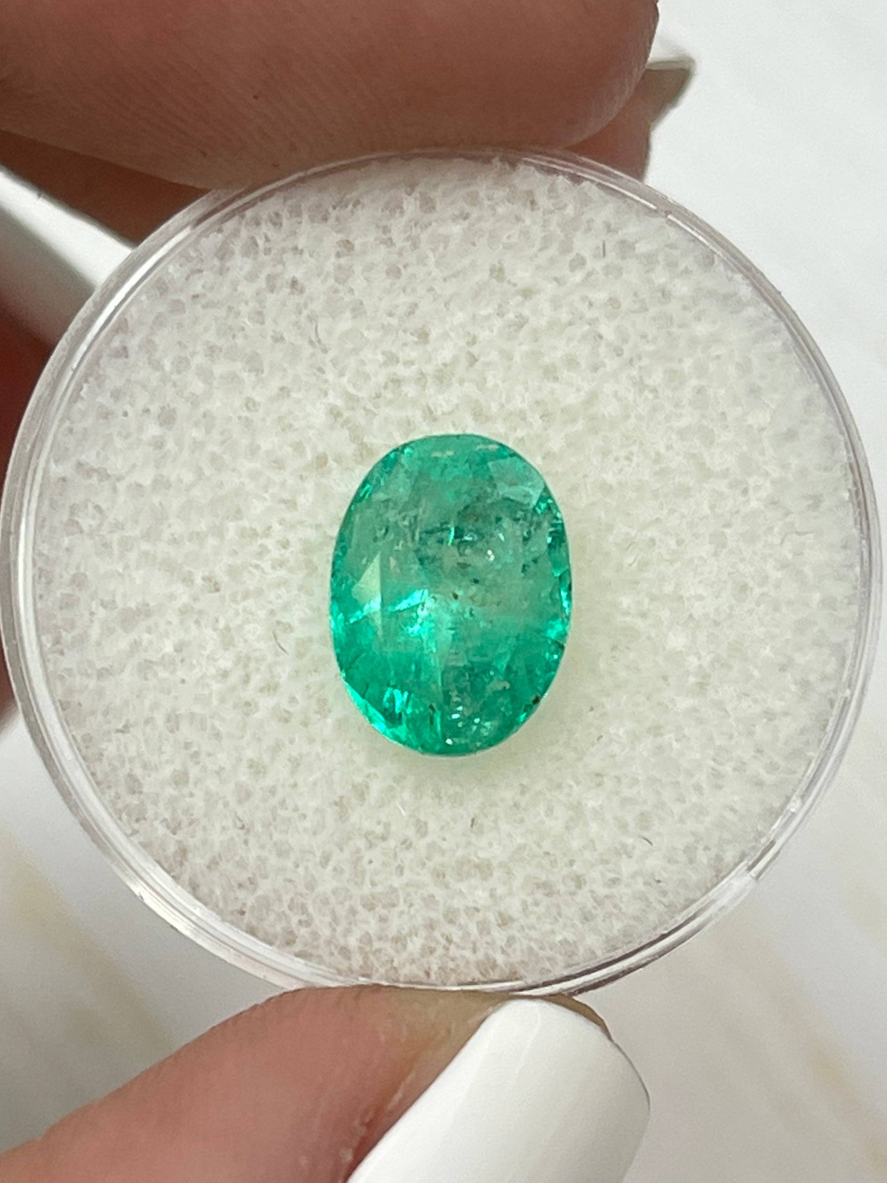 Oval-Cut 2.75 Carat Colombian Emerald with Subtle Green Speckles