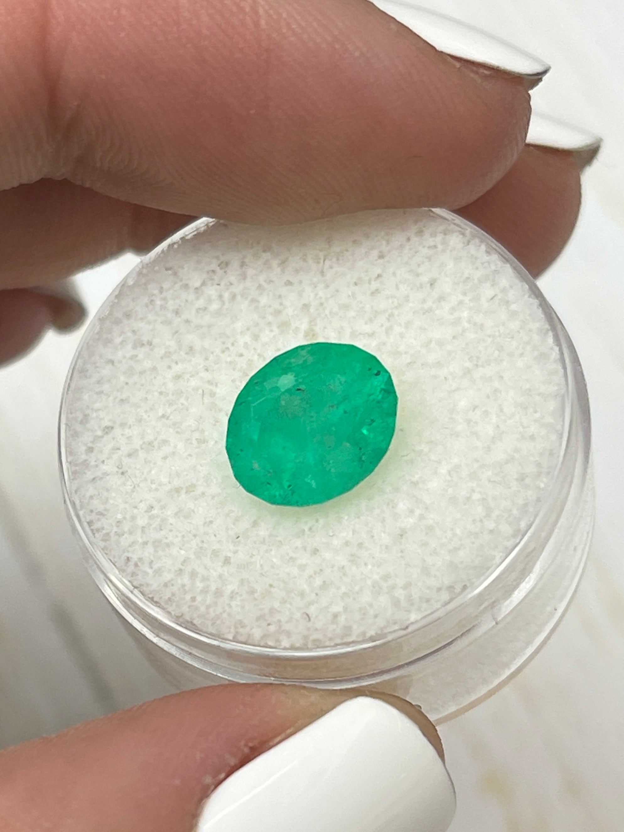 Medium green 2.79 carat natural Colombian emerald loose oval cut gemstone from JR Colombian Emeralds.