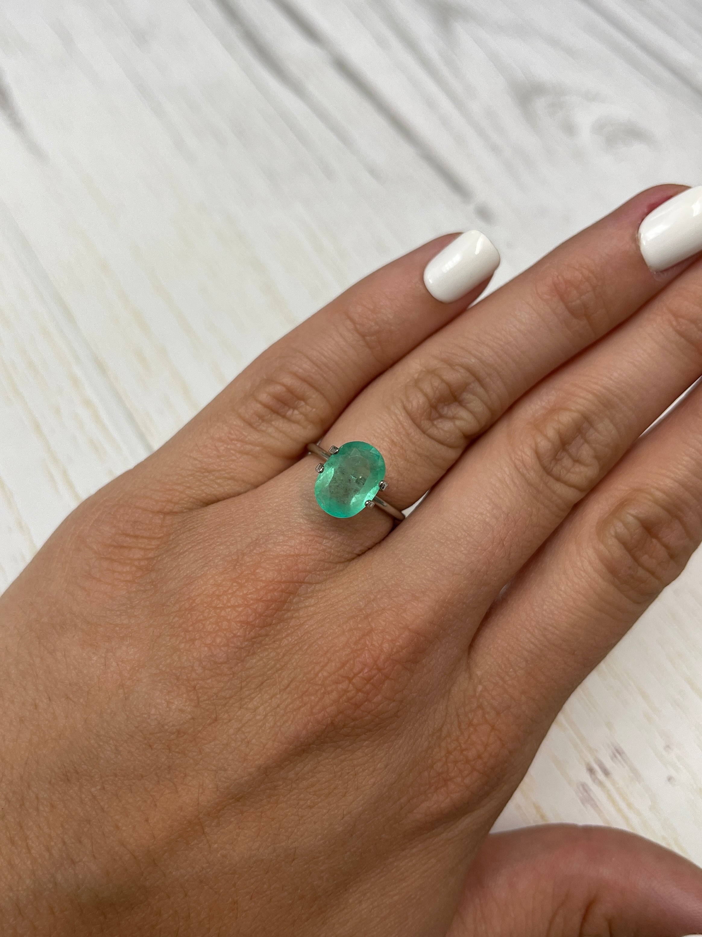 2.90 carat pastel mint green natural Colombian emerald loose oval cut gemstone from JR Colombian Emeralds.