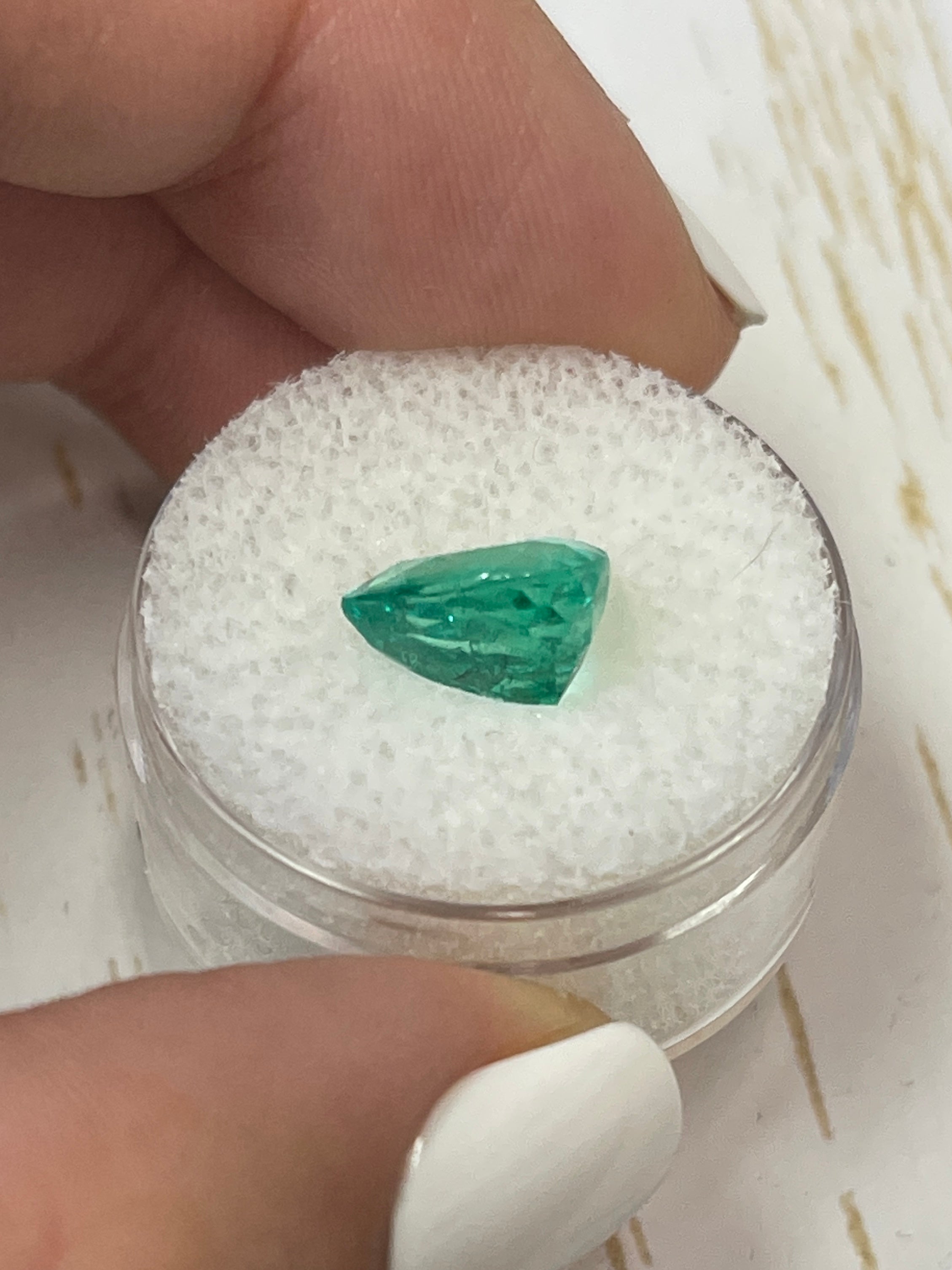 3.22 carat bluish green natural Colombian emerald loose heart cut gemstone from JR Colombian Emeralds.