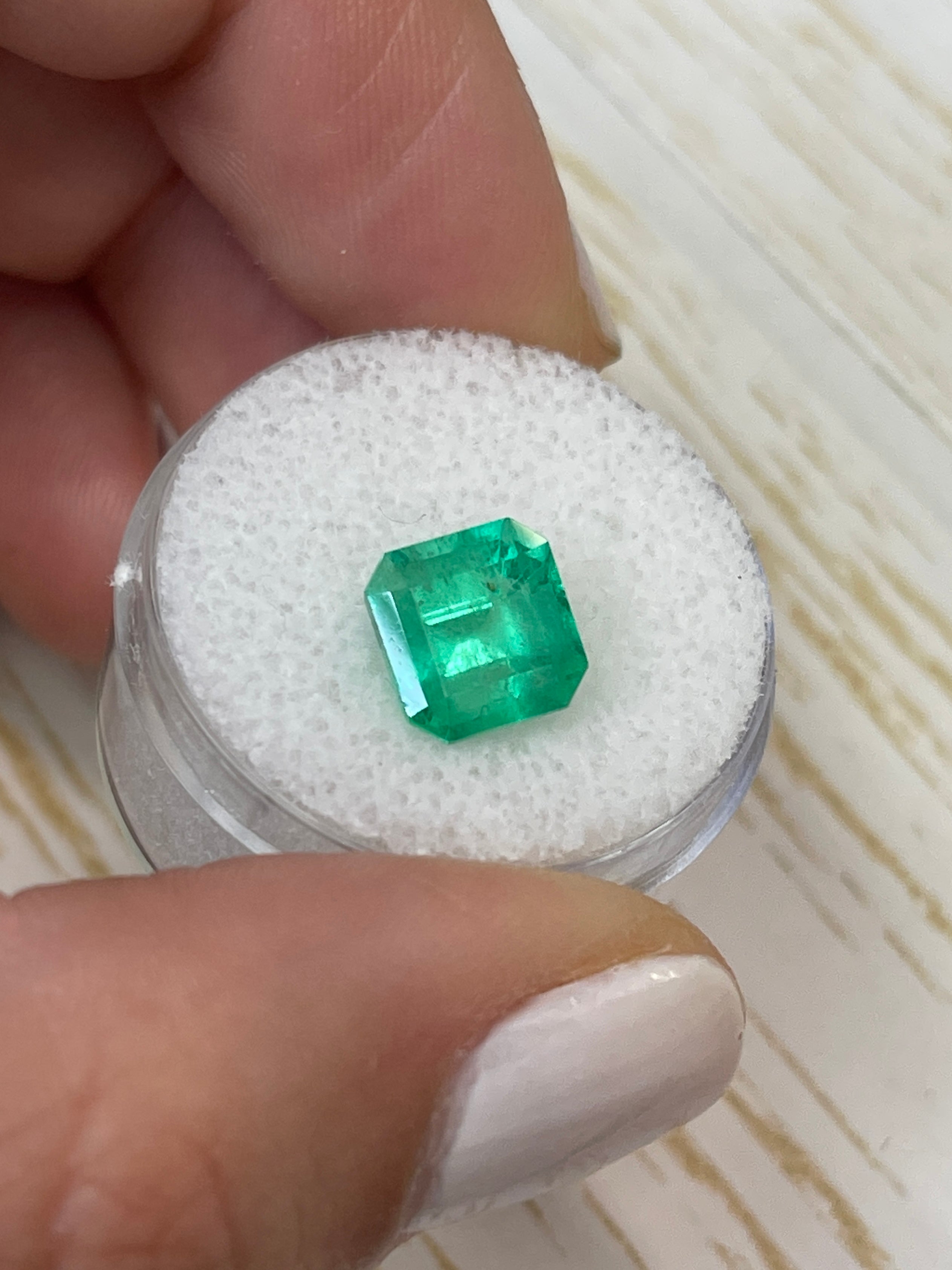 3.28 carat spring green Colombian emerald loose gemstone in Asscher cut, natural and radiant, from JR Colombian Emeralds.