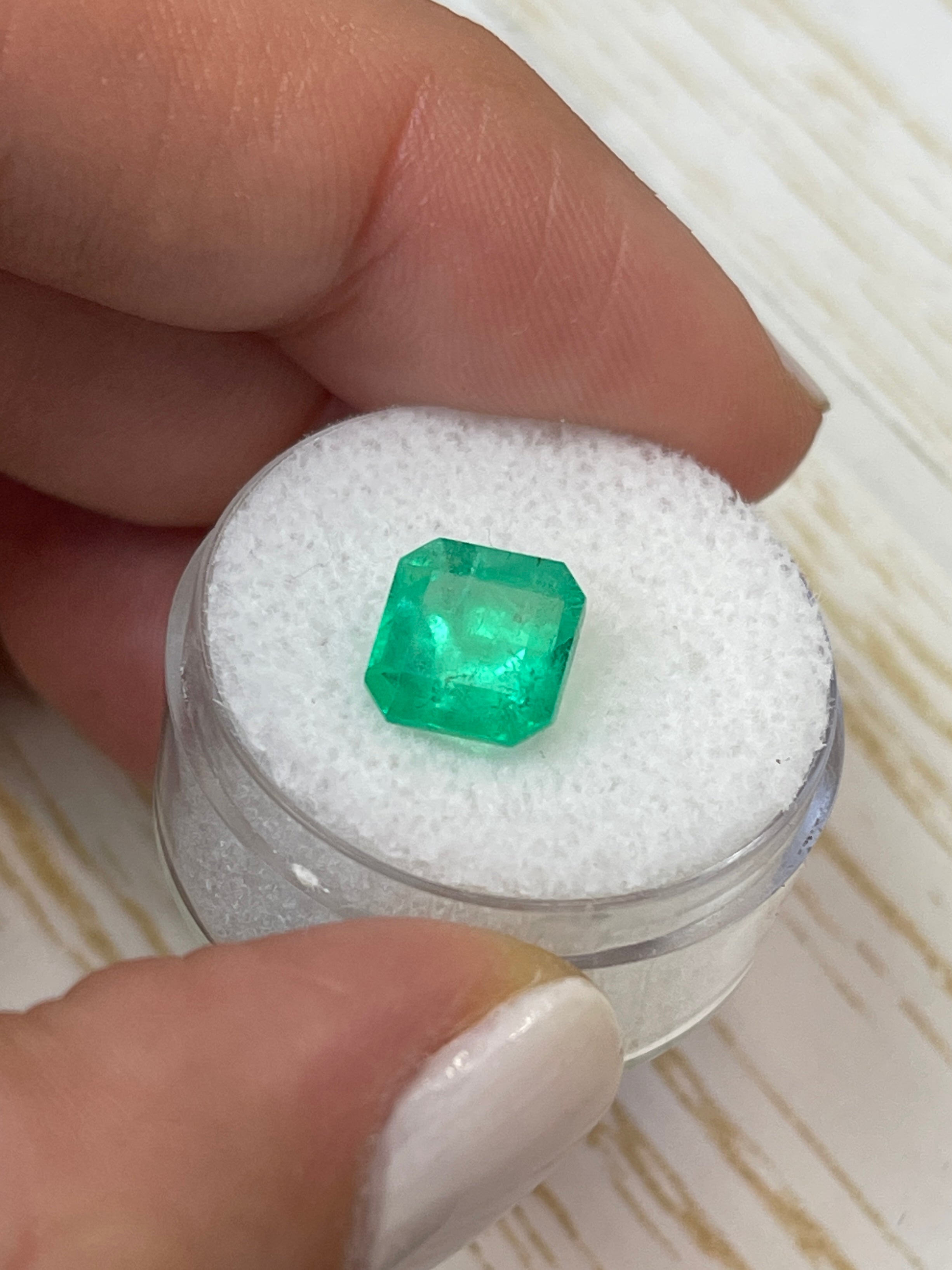 3.28 carat spring green Colombian emerald loose Asscher cut gemstone from JR Colombian Emeralds, showcasing vibrant color and clarity