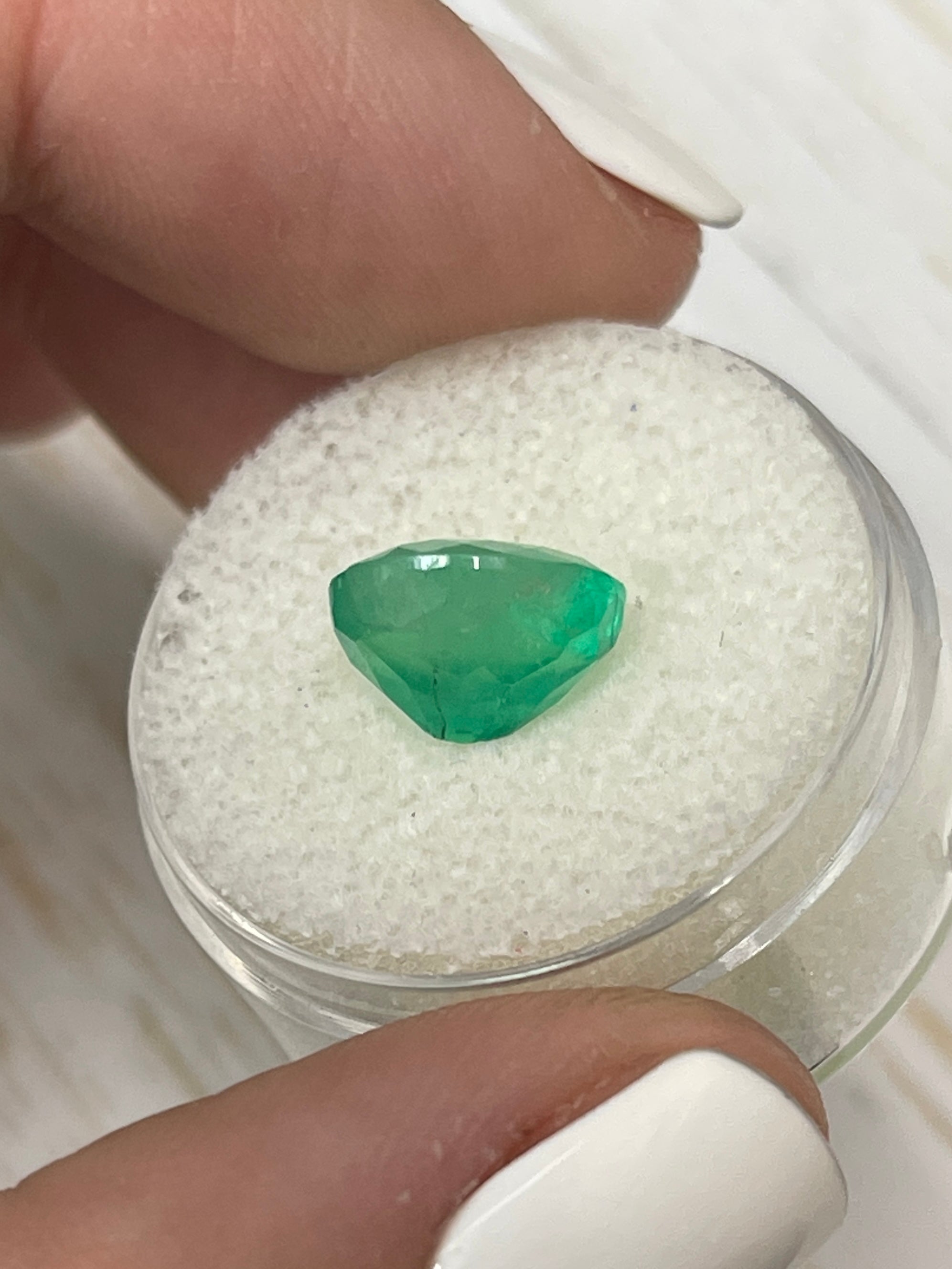 3.48 carat semi-transparent green Colombian emerald loose oval cut gemstone from JR Colombian Emeralds.