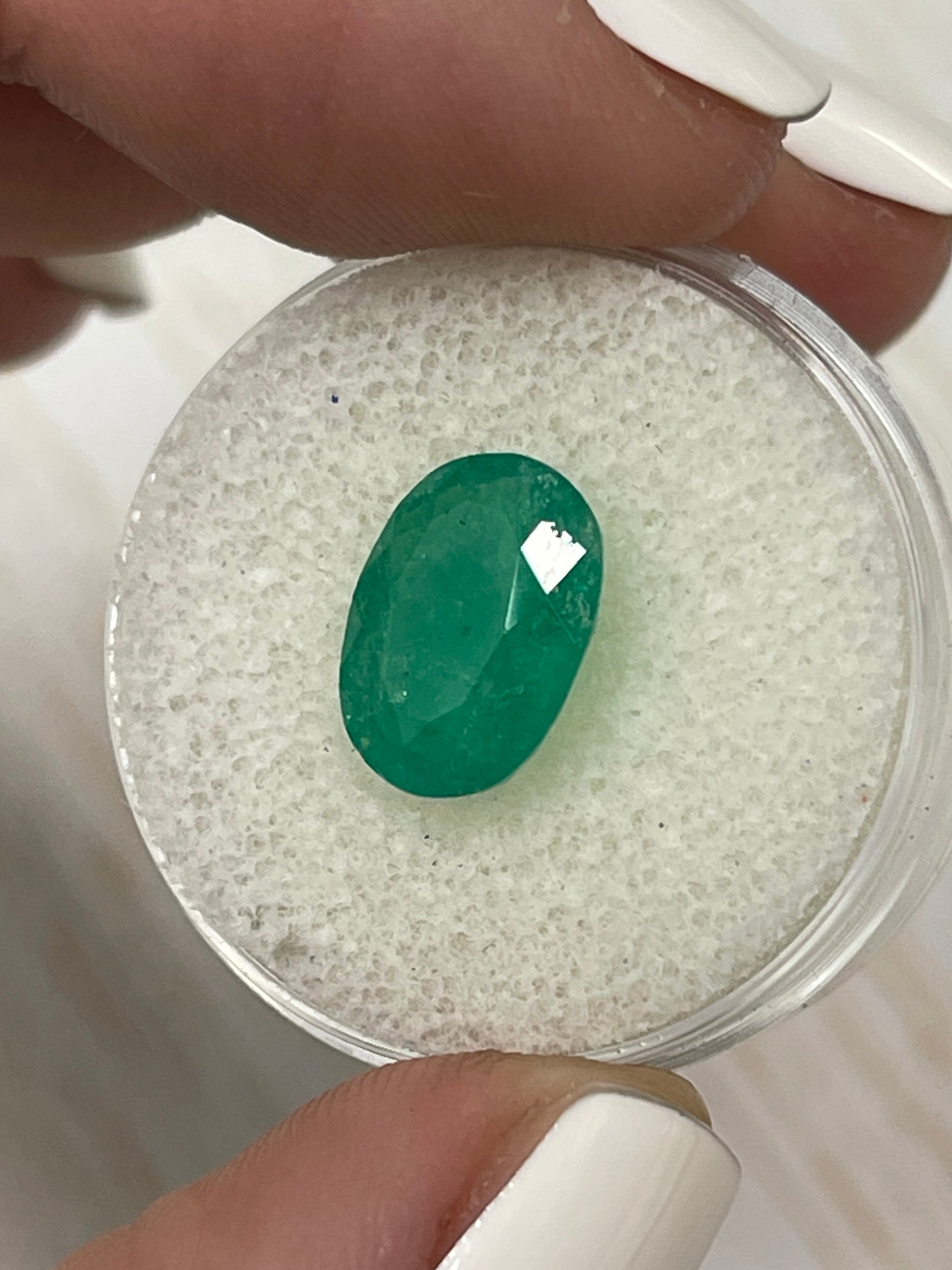 3.50 Carat rich forest green natural Colombian emerald loose oval-cut gemstone from JR Colombian Emeralds