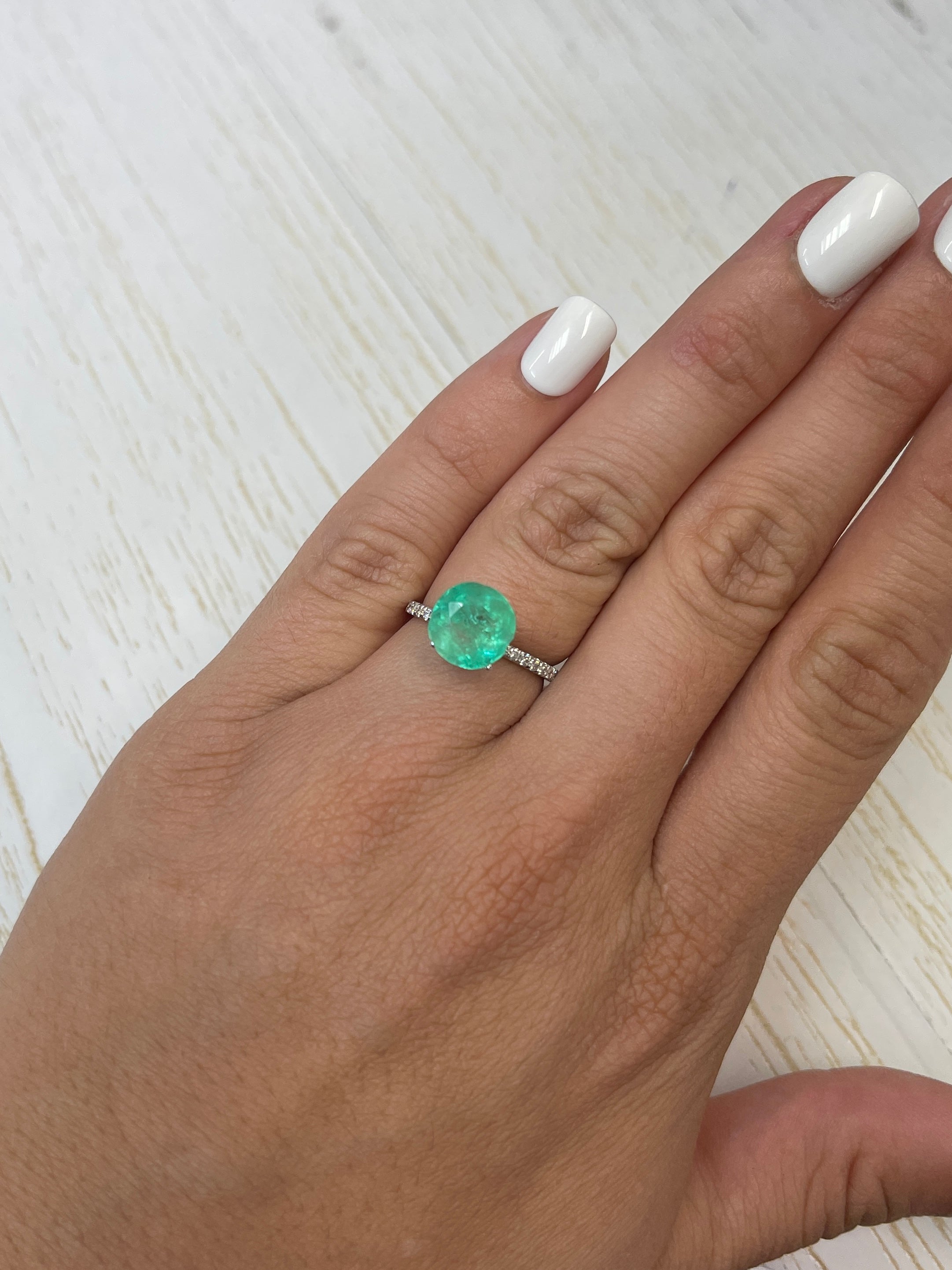 Natural green Colombian emerald, round loose gemstone, 3.65 carats, 9.7x9.7mm, from JR Colombian Emeralds.