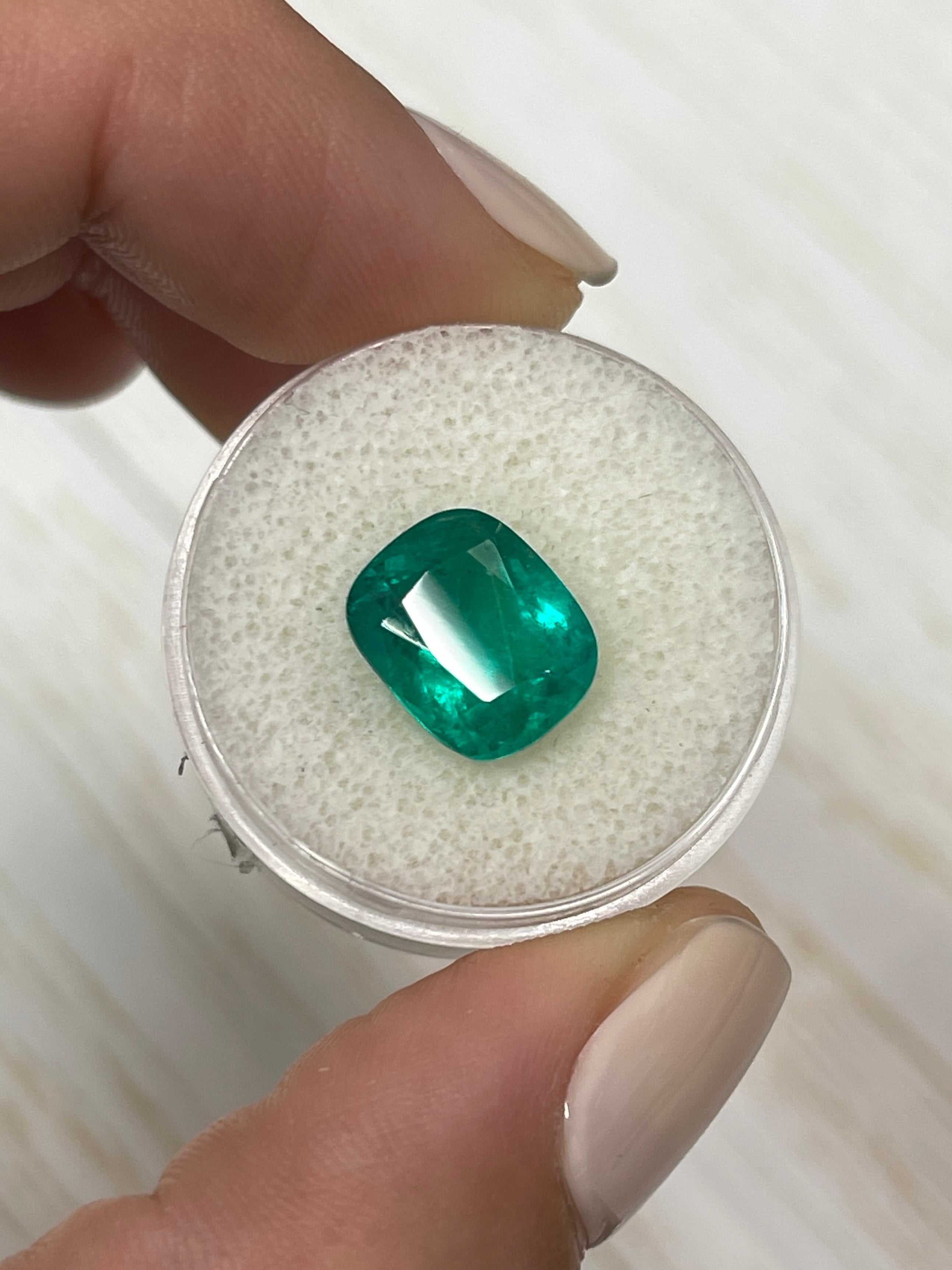 4.45 Carat 11x9 Vivid Muzo Green Natural Loose Colombian Emerald- Cush