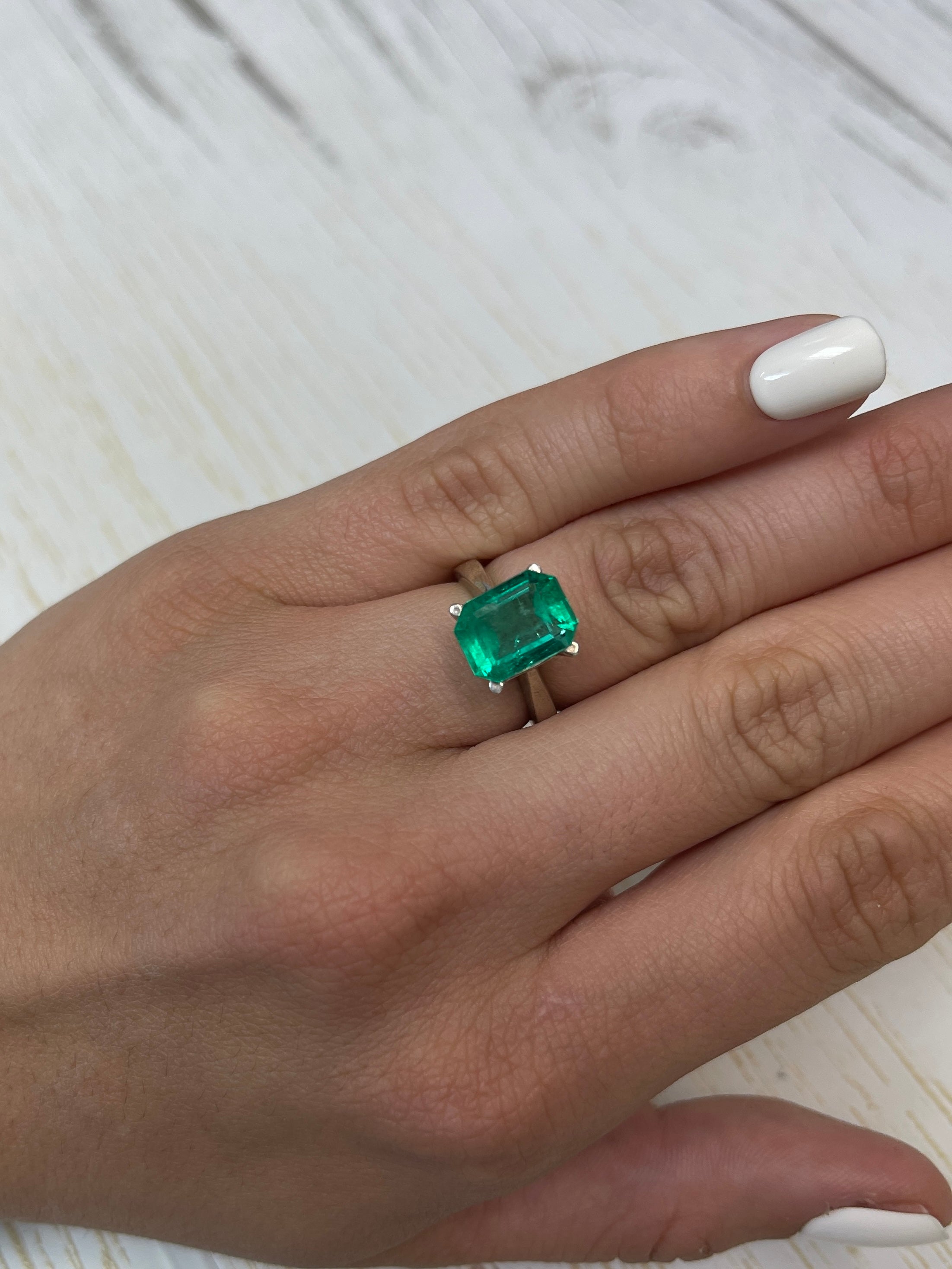 4.64 carat natural Colombian emerald loose gemstone, 11x9mm bluish-green emerald cut by JR Colombian Emeralds