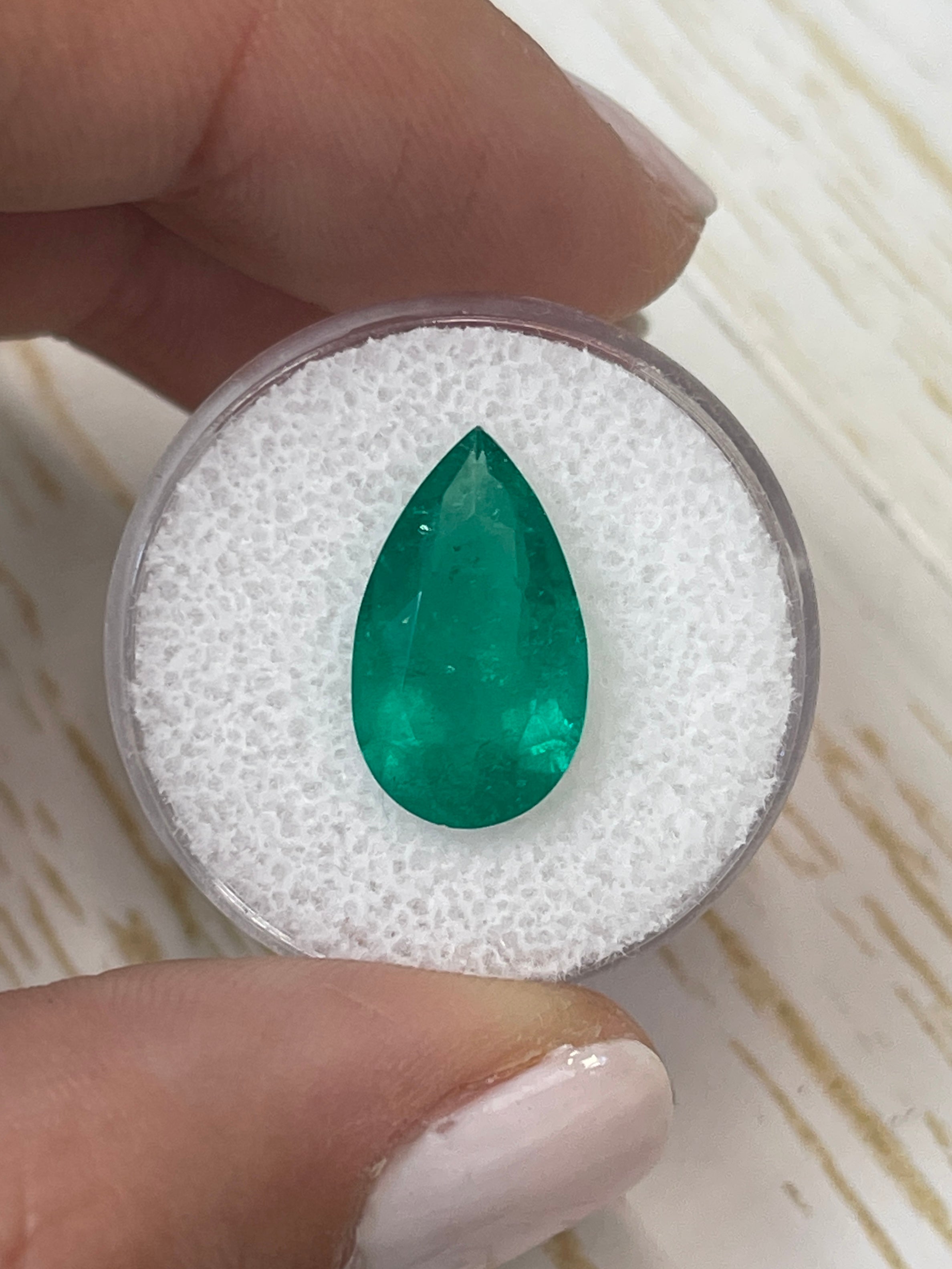 Pear-Cut Colombian Emerald - 4.73 Carat Deep Green Gemstone