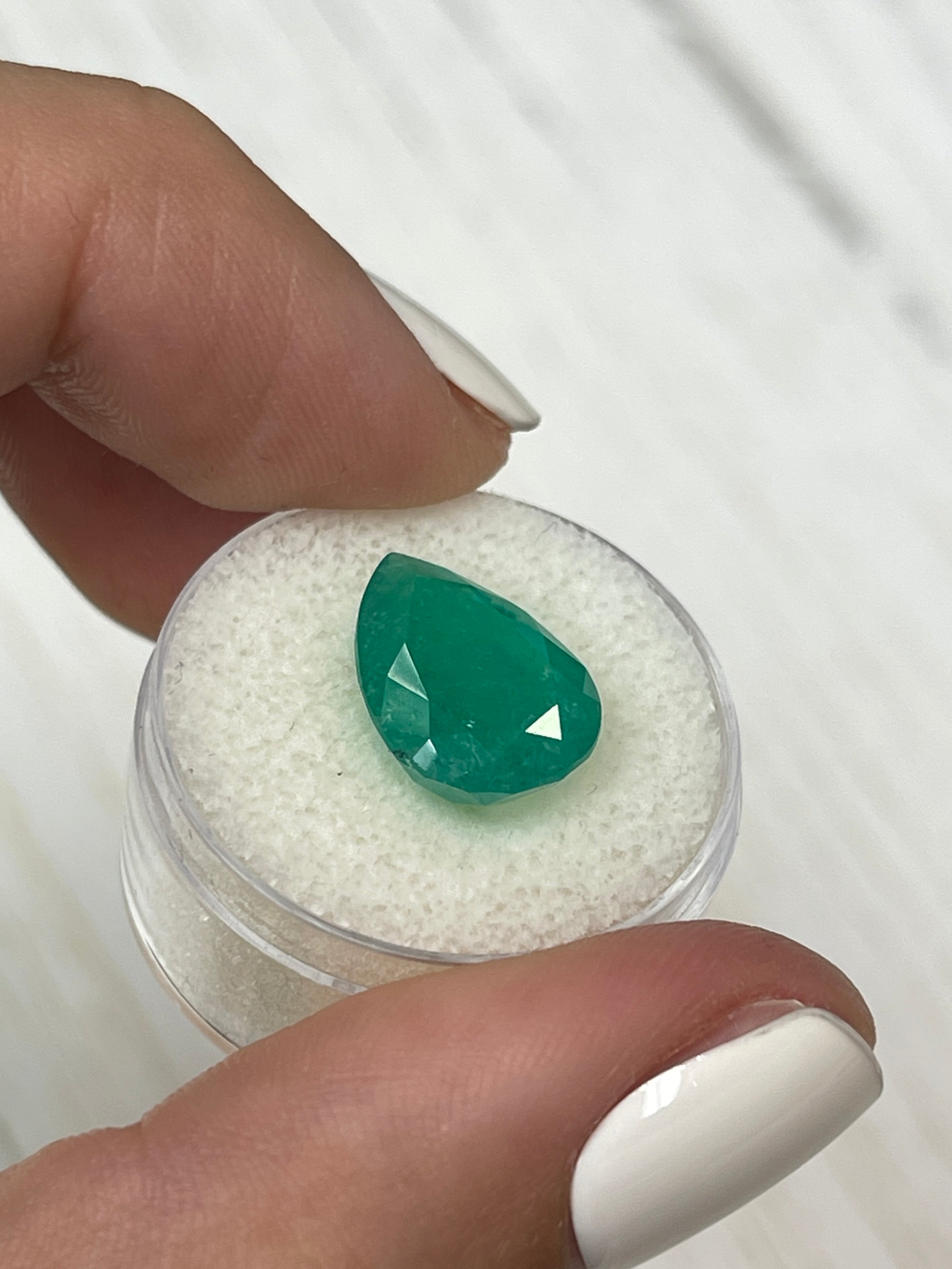 Pear-Shaped 6.59 Carat Colombian Emerald from a Forest Locale