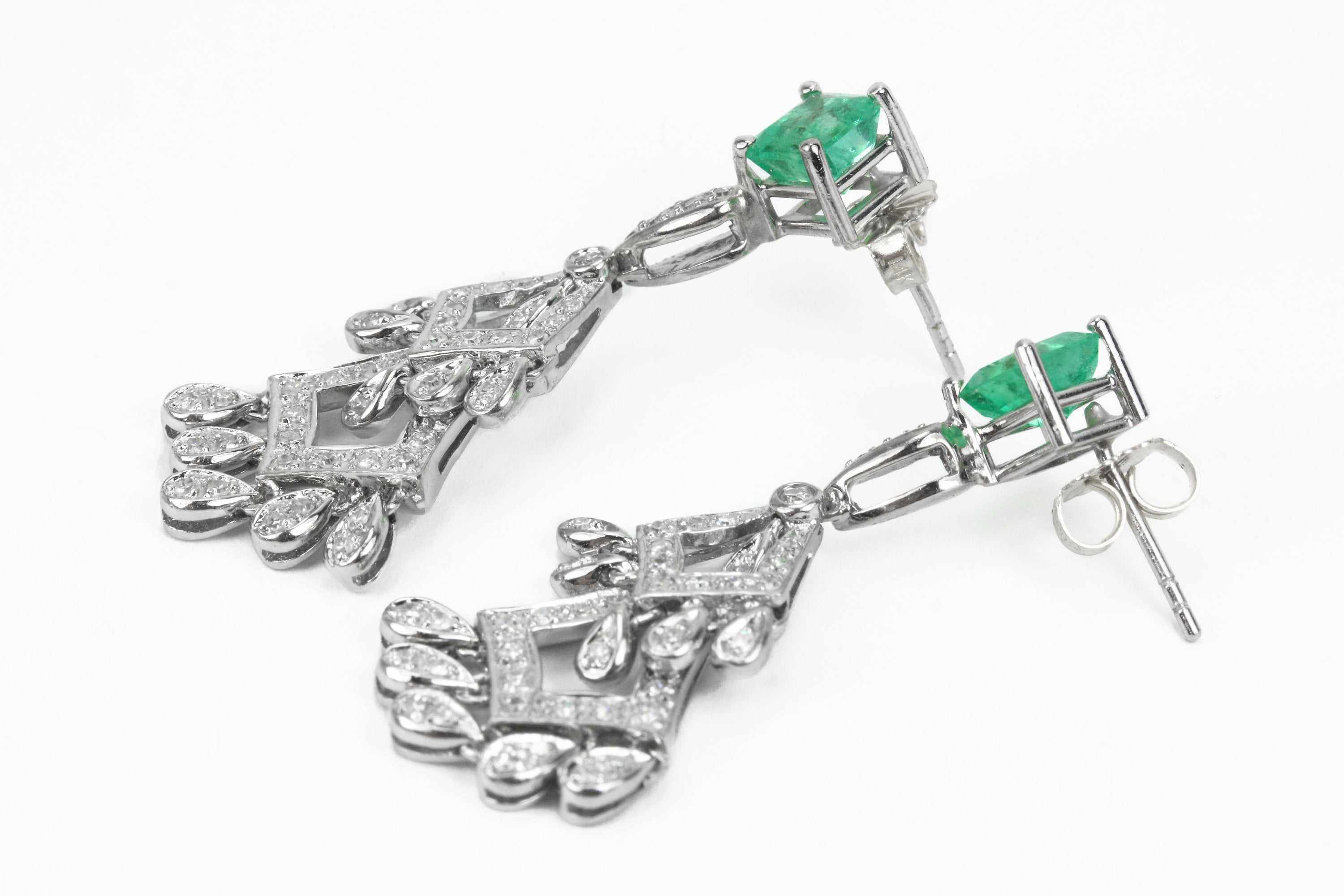 Emerald & Diamond Chandelier Dangle Earrings