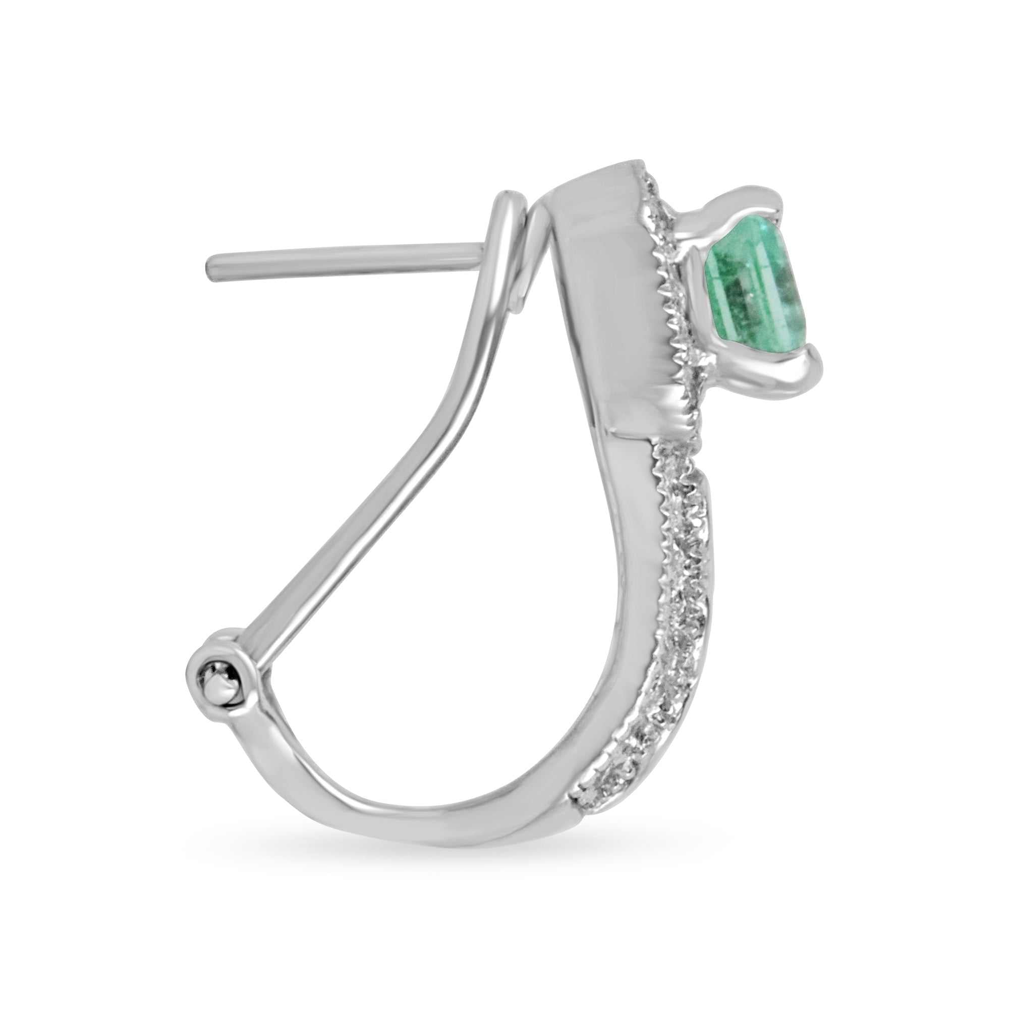 Orecchini con smeraldi colombiani naturali e diamanti, 4,25 carati in totale, in oro 14 carati - JR Colombian Emeralds