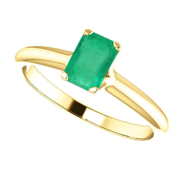 0.85 Carat Emerald Solitaire Engagement Ring 14K