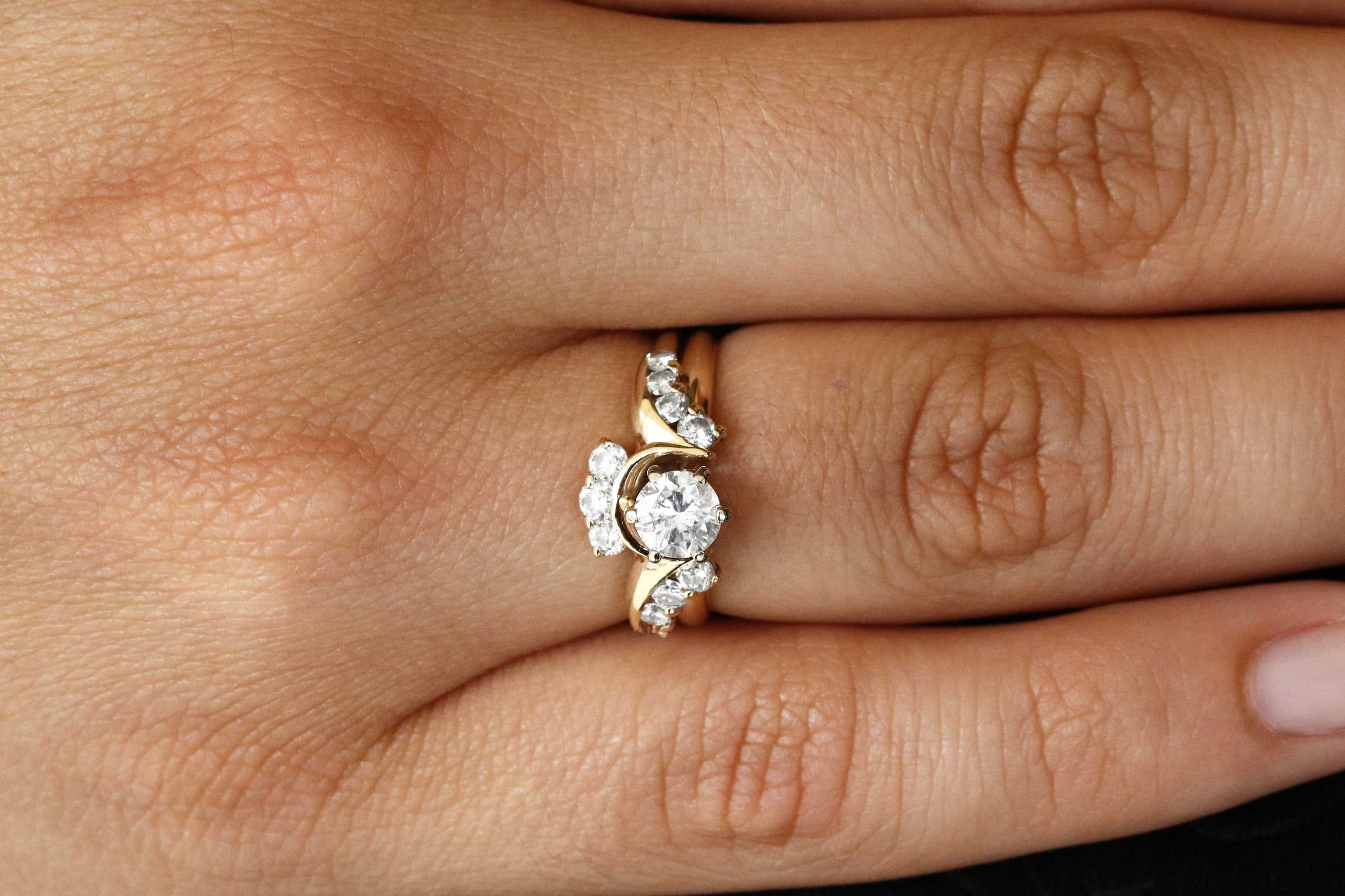 1.20tcw Diamond Solitaire & Tiara Wedding Set 14K