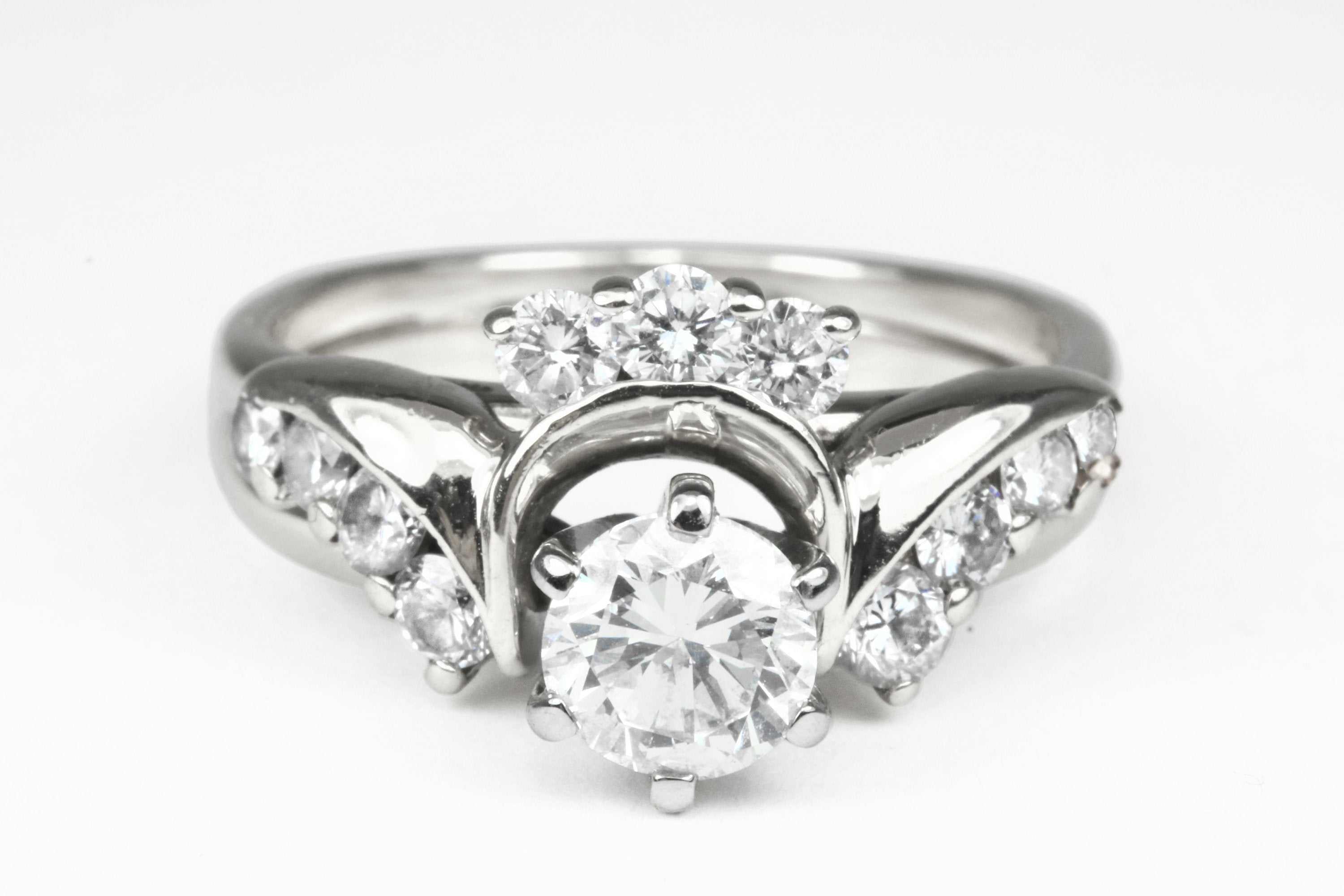 1.20tcw Diamond Solitaire & Tiara Wedding Set 14K