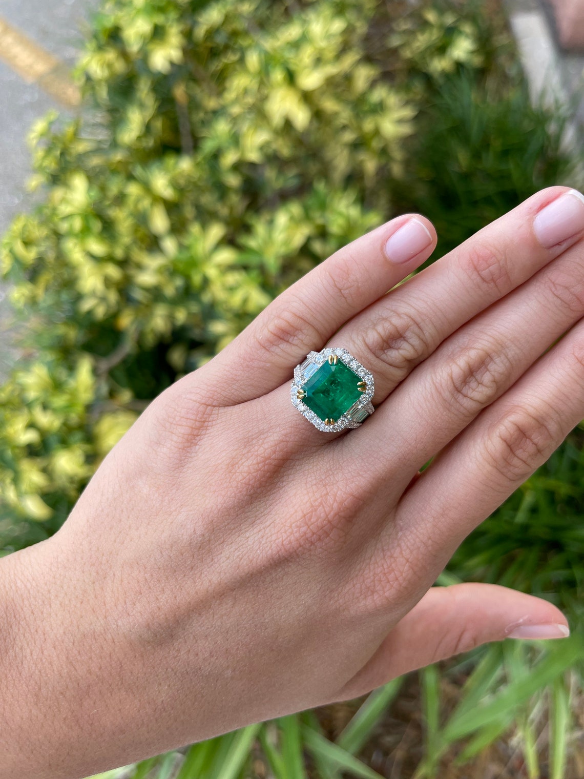 Emerald & Diamond Statement Ring