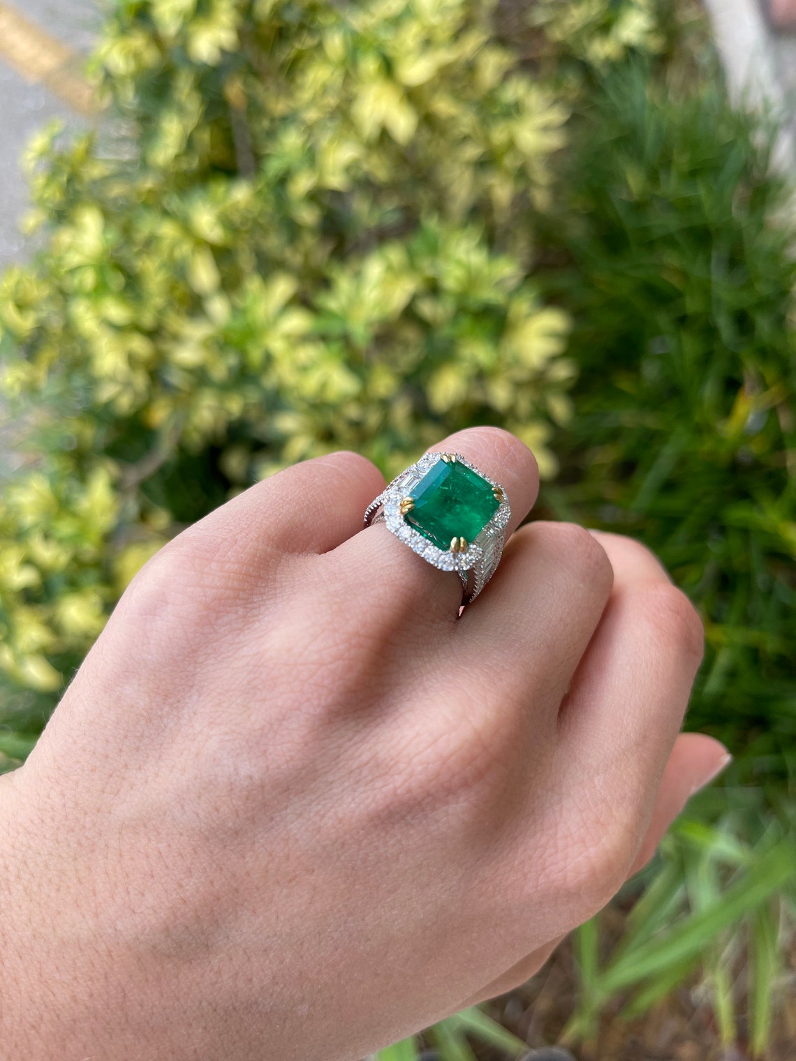 Emerald & Diamond Statement Ring