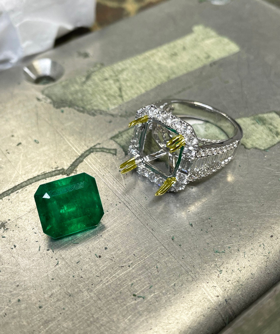 Emerald & Diamond Statement Ring