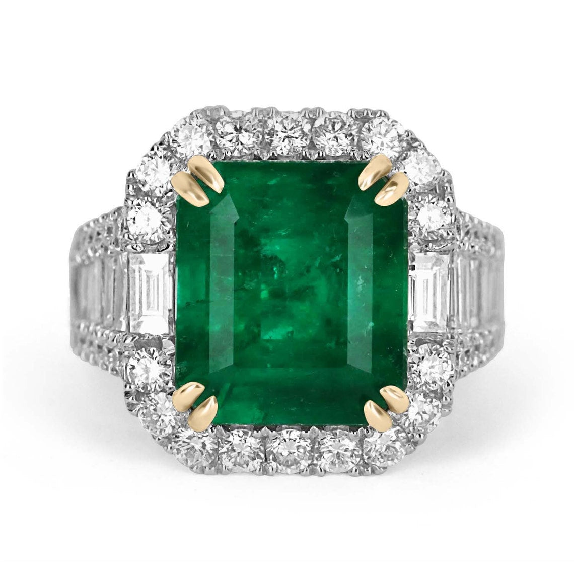 7.85tcw AAA+ Emerald & Diamond Statement Earrings