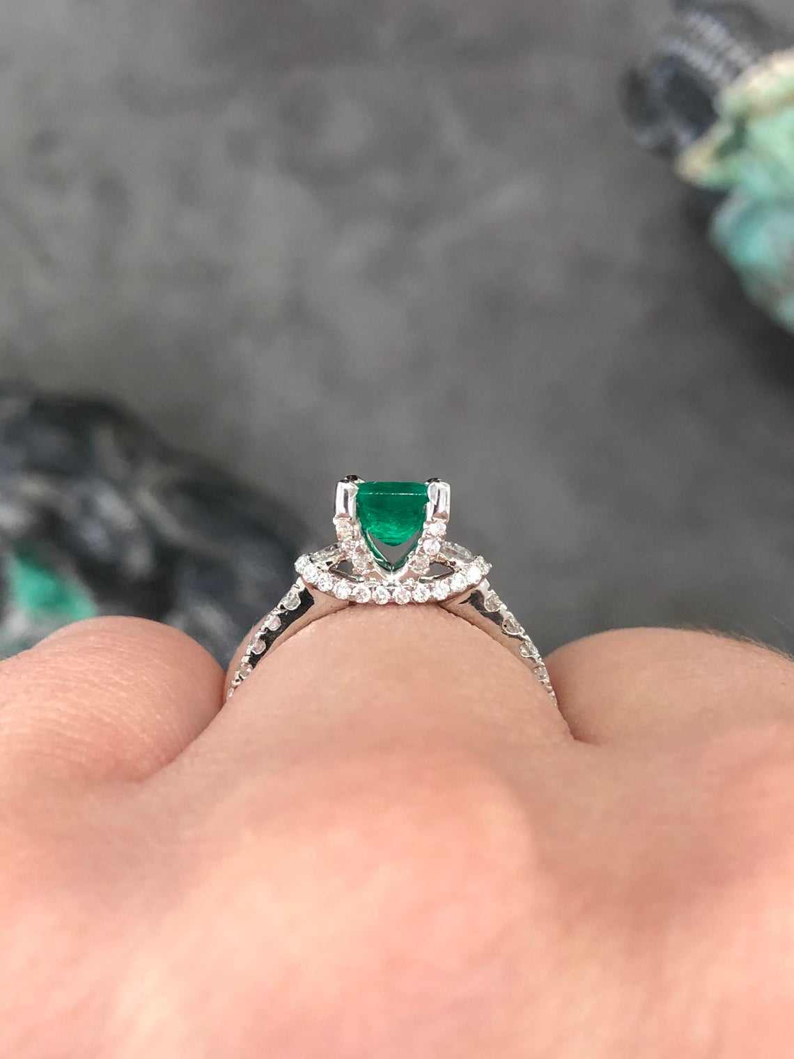 AAA 1.68tcw Emerald Solitaire with Diamond Accents Ring 14K