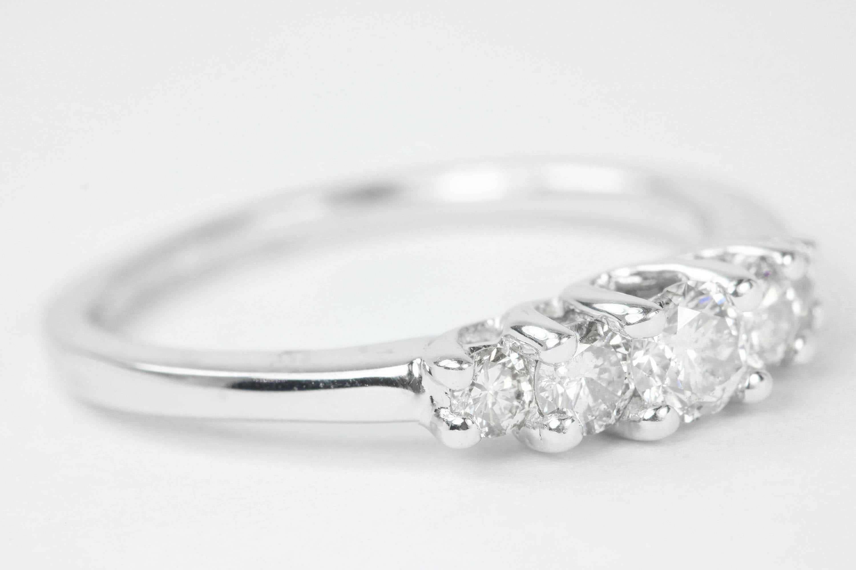 0.70tcw Five Stone Diamond Wedding Band 14K