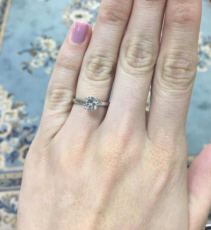 1.0 Carat Diamond Solitaire Engagement Ring Platinum & Gold