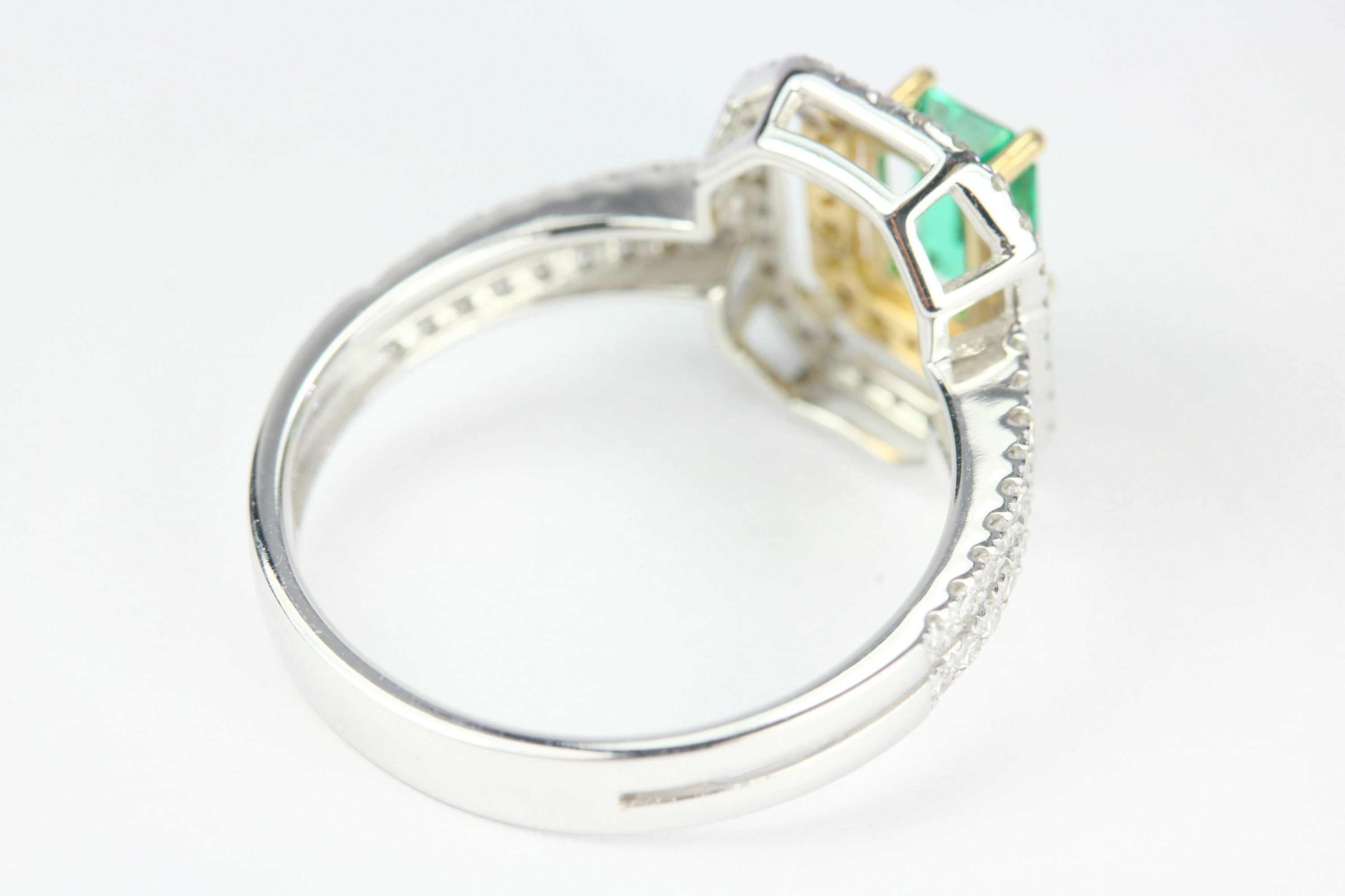 1.50tcw Emerald & Fancy Yellow Diamond Ring Two-Toned 14K