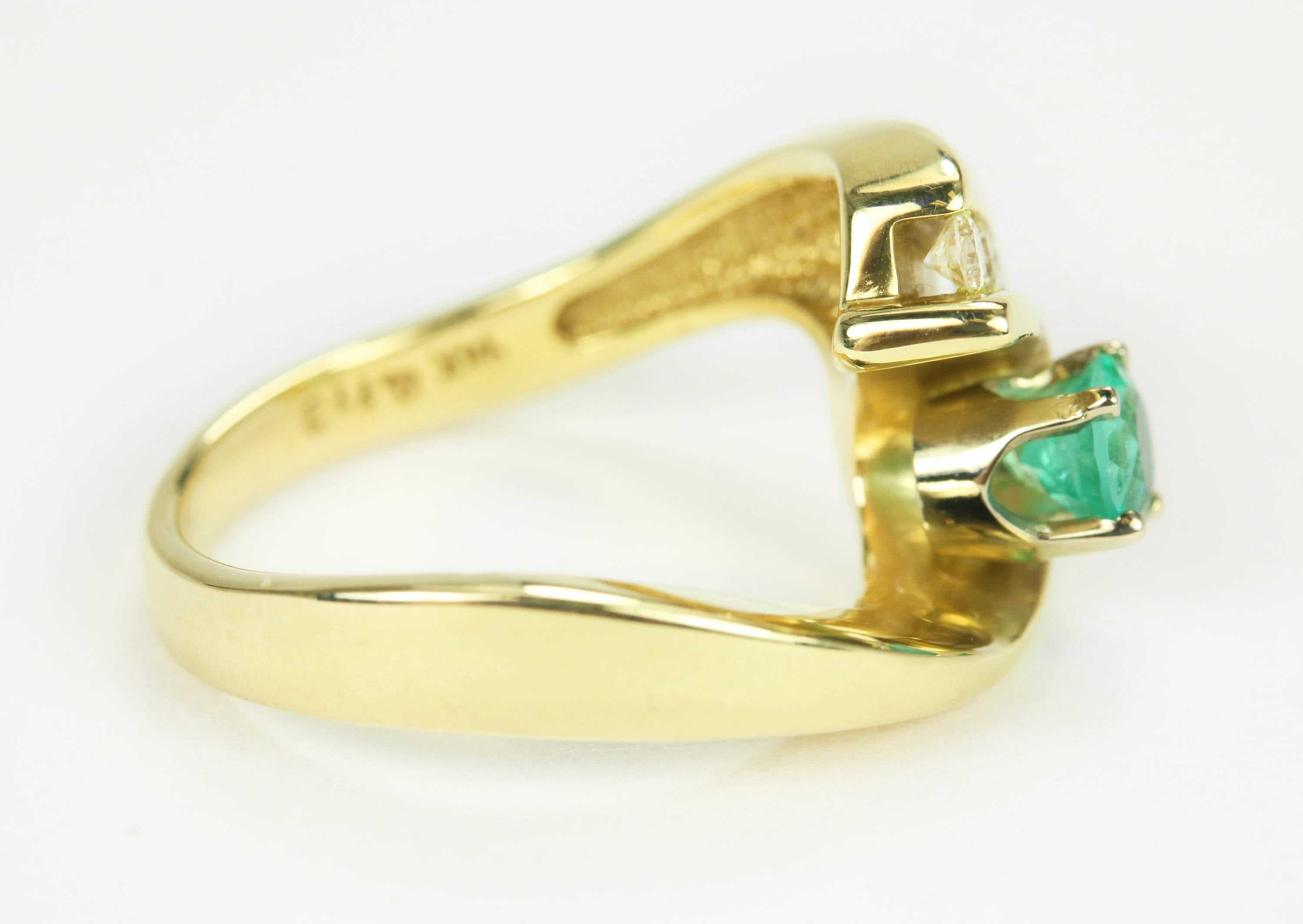 0.60 Carats Free Form Emerald And Diamond