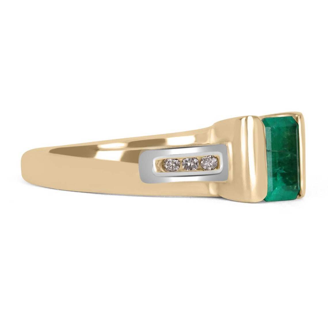0.92tcw Colombian Emerald Cut & Diamond Accent Ring 14K