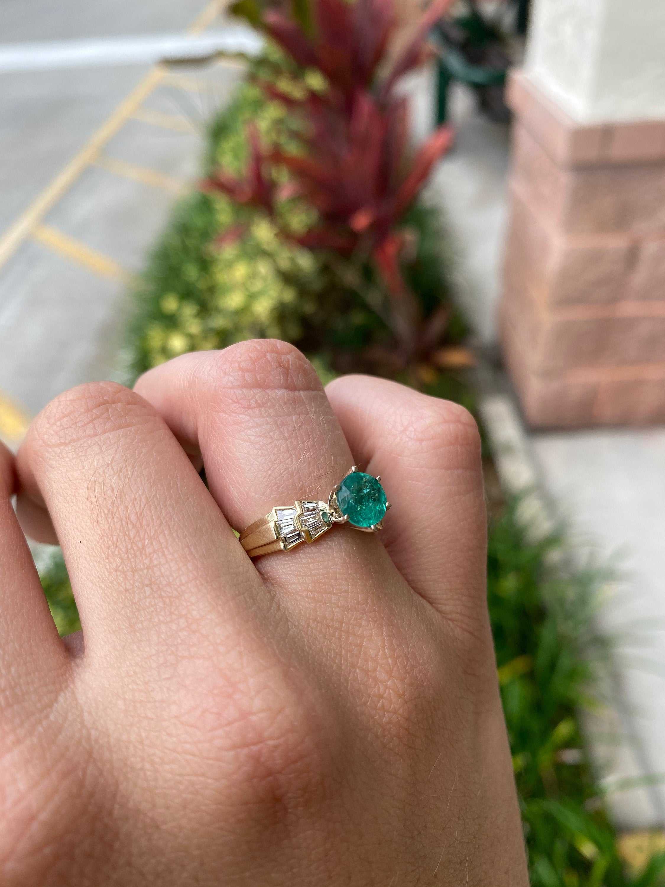 1.86tcw Round Emerald & Diamond Statement Ring Gold 14K