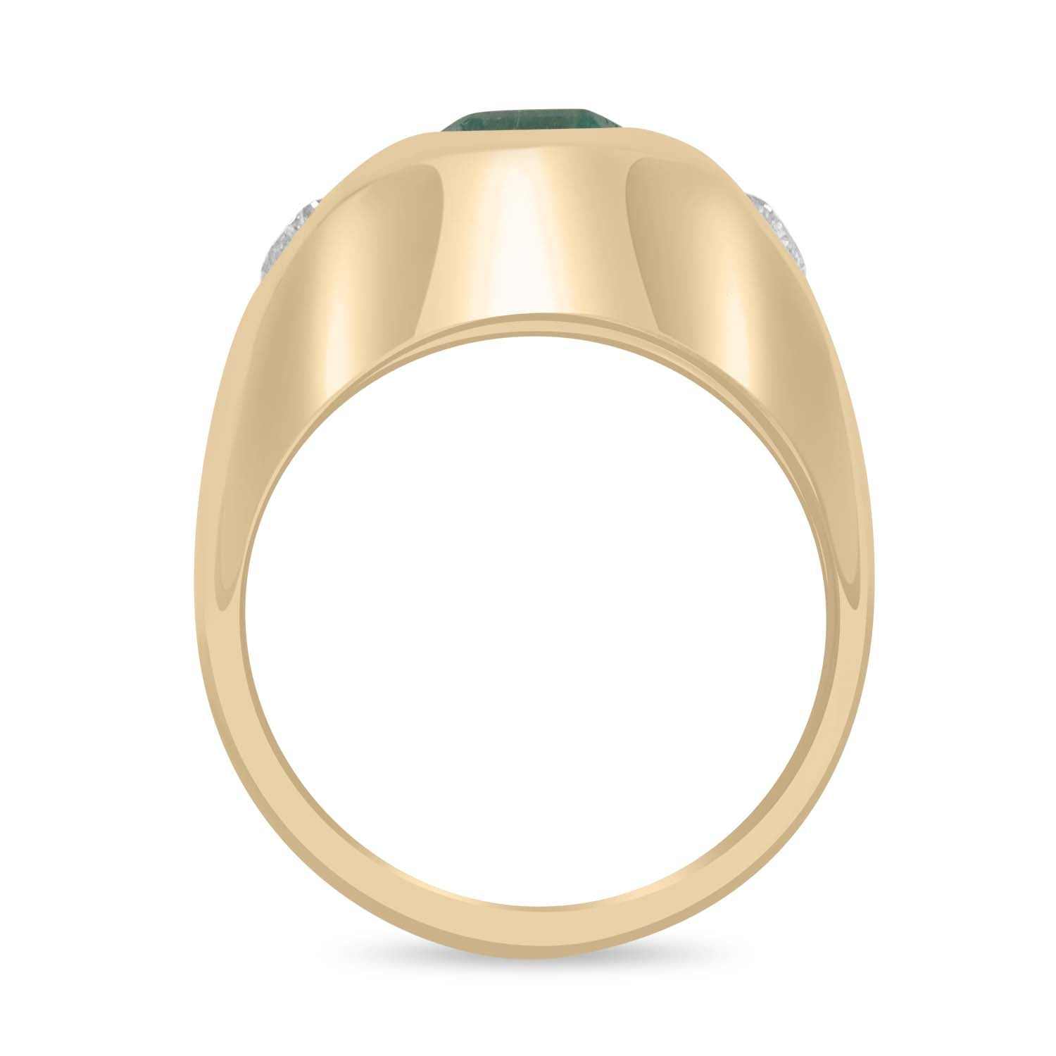 2.15tcw Three Stone Colombian Emerald & Heart Diamond Gypsy Ring 14K