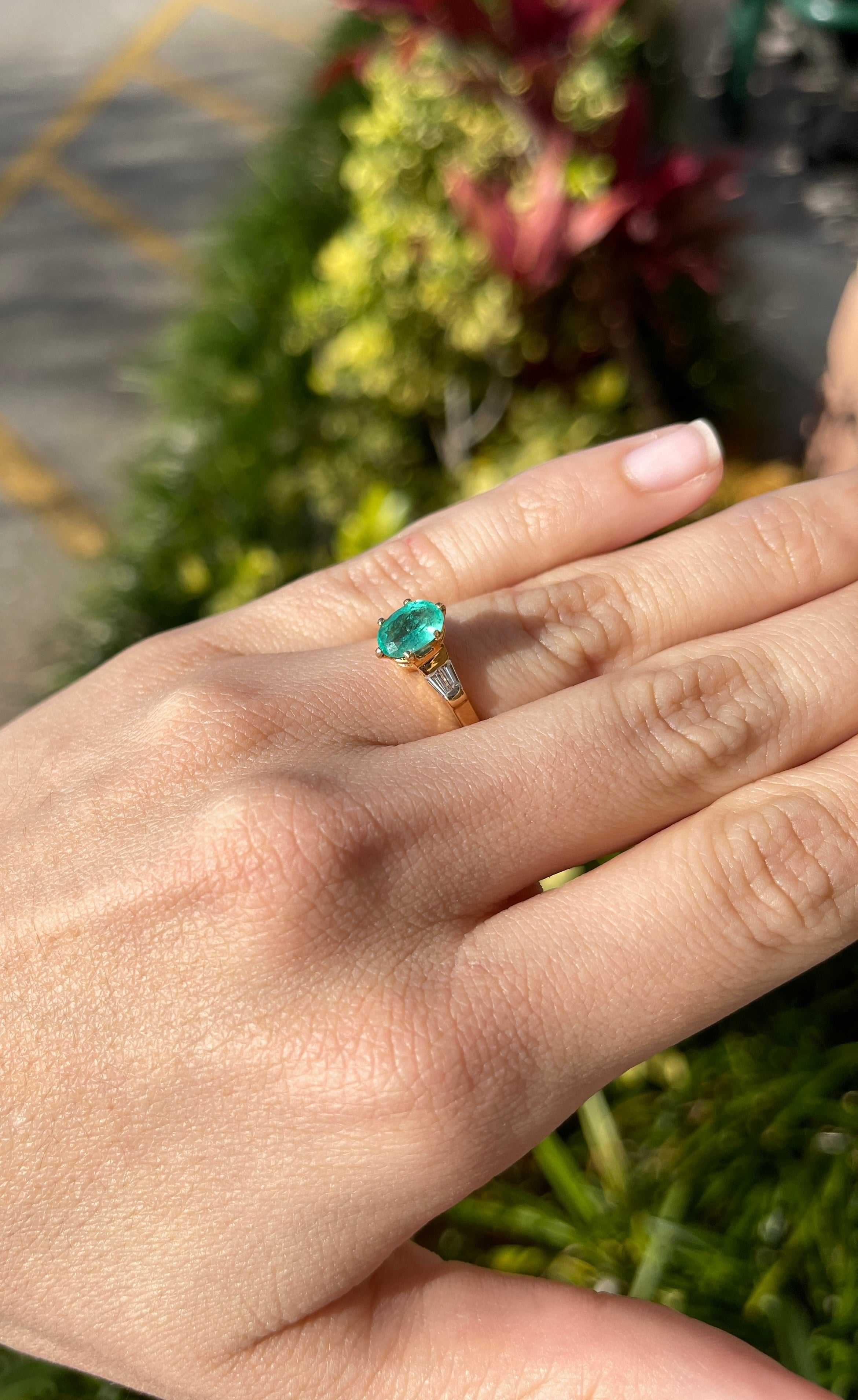 2.36tcw Five Stone Oval Emerald & Diamond Ring 14K