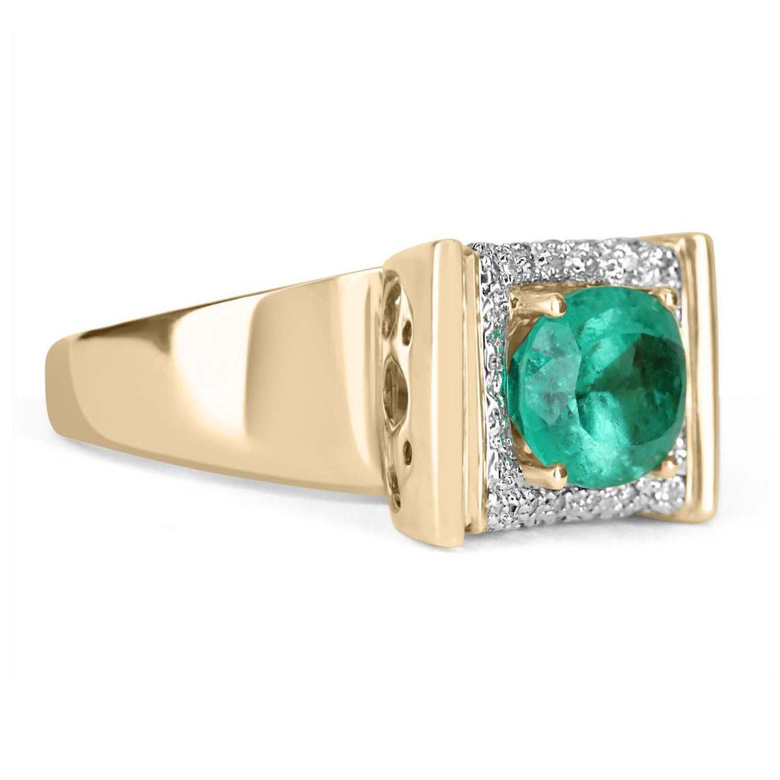6.08tcw 14K East to West Statement Size Large Oval Emerald & Diamond Cluster Retro Antique Ring