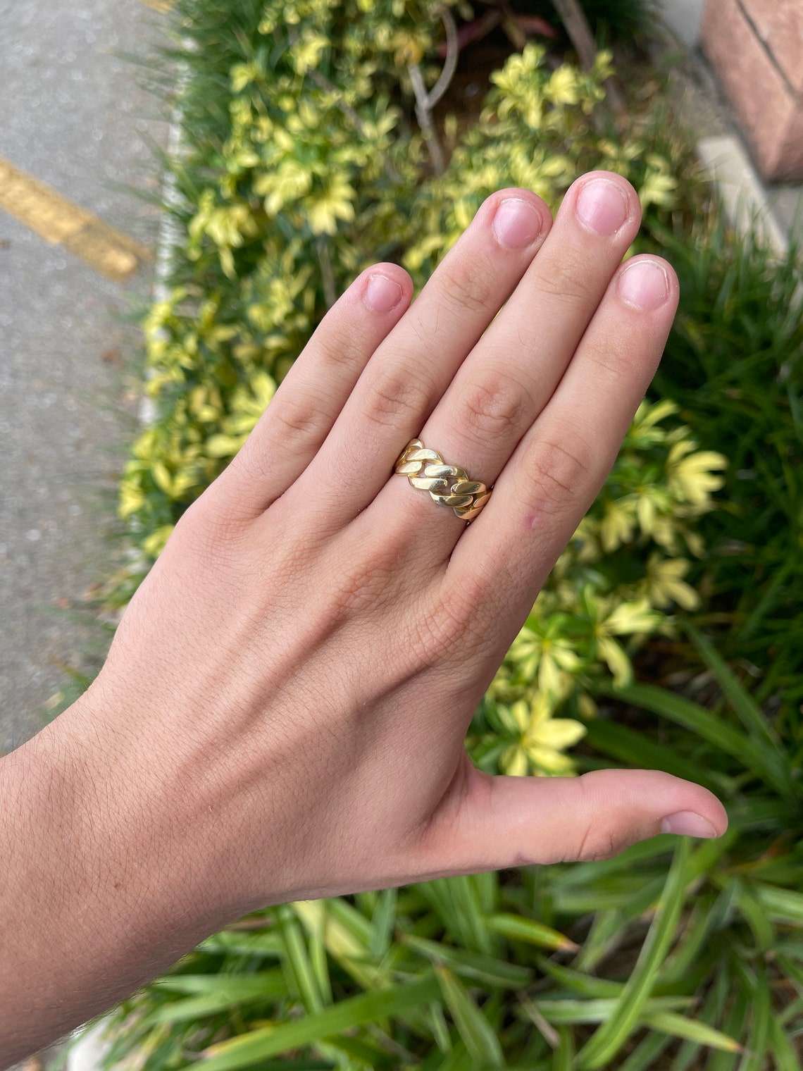 Wide Gold Cuban Link Ring Unisex