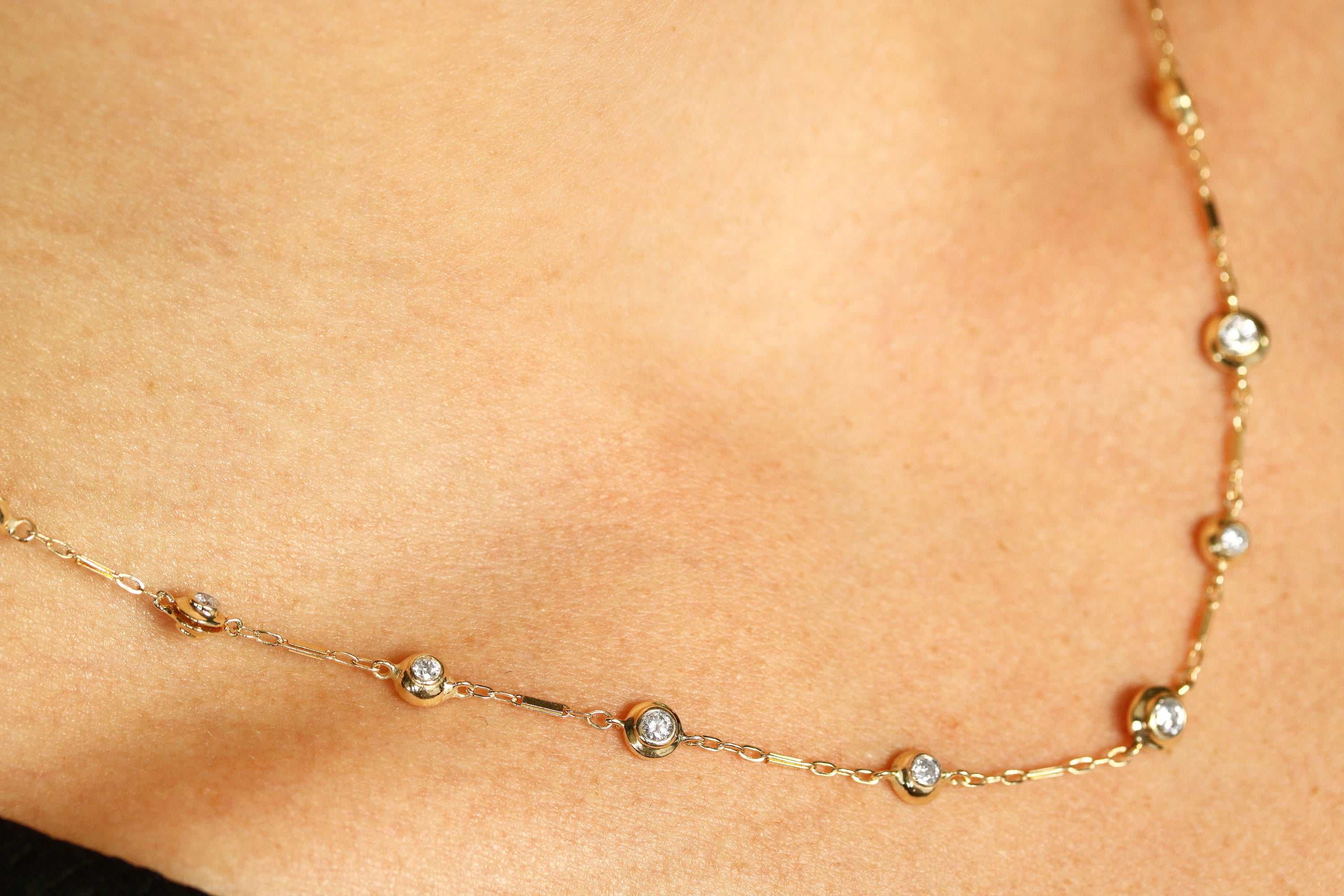 Vintage Diamond By The Yard Necklace 14K