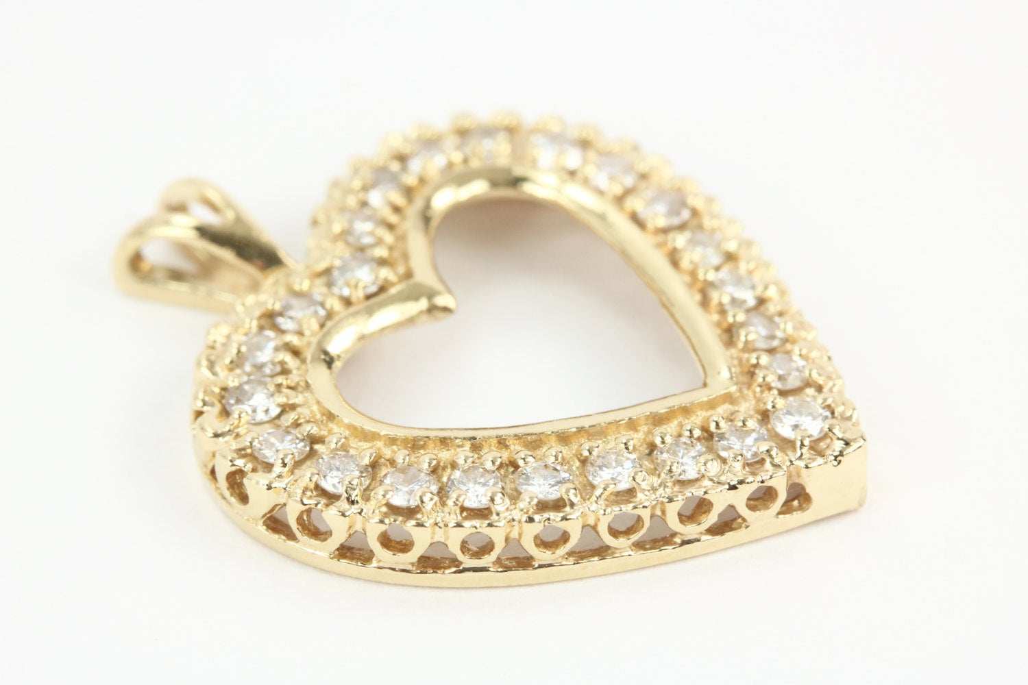 Diamond Heart Pendant Anniversary Gift Yellow Gold 14K