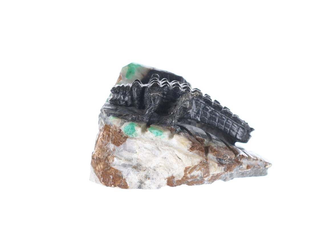 Colombian Emerald Alligator Rough Crystal Sculpture