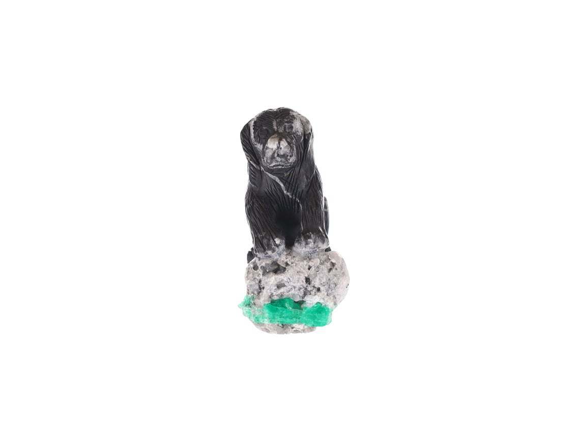 Colombian Emerald Dog Rough Crystal Sculpture