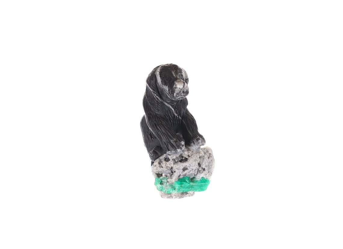 Colombian Emerald Dog Rough Crystal Sculpture