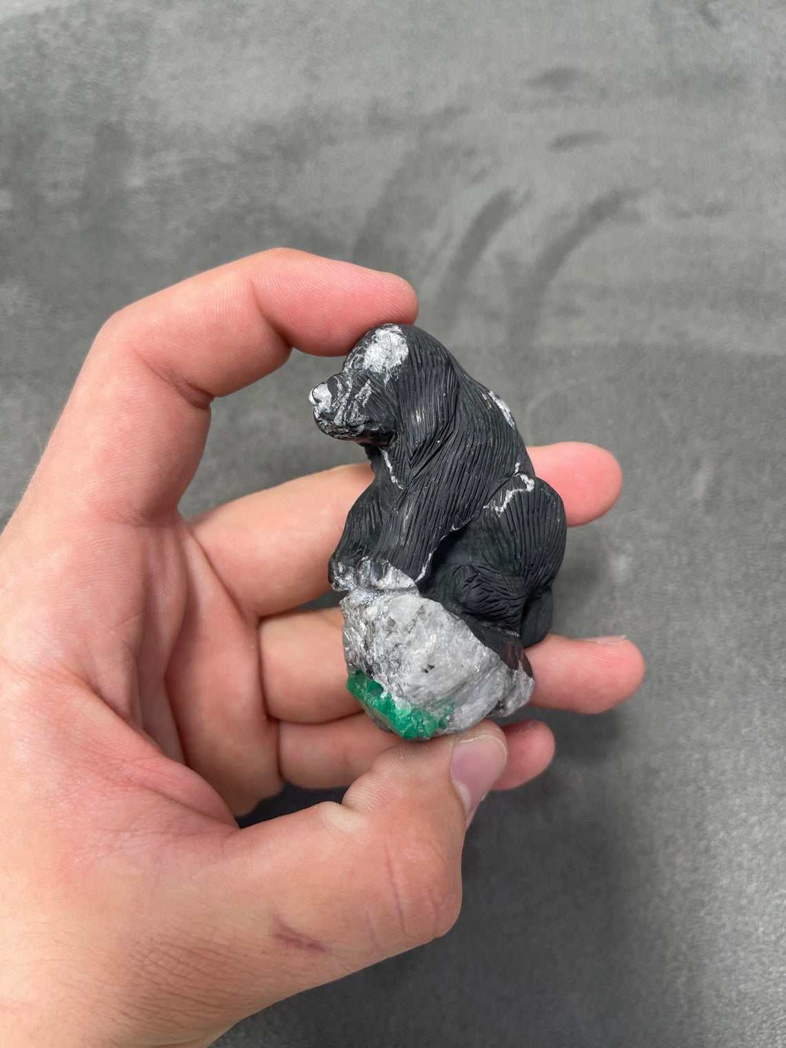 Colombian Emerald Dog Rough Crystal Sculpture