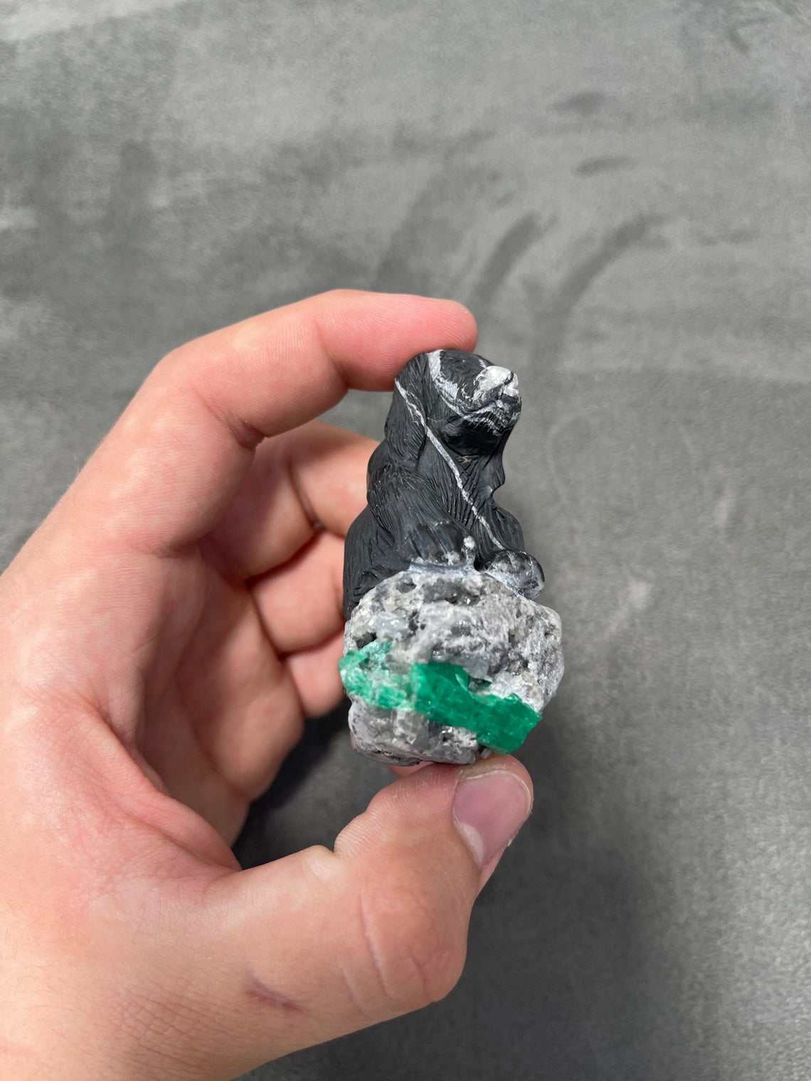 Colombian Emerald Dog Rough Crystal Sculpture